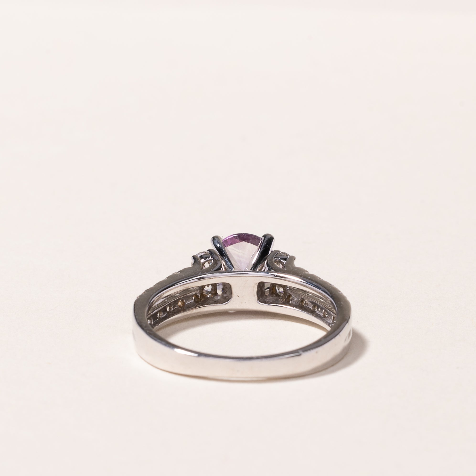 14k White Gold Amethyst & Diamond Ring | 0.75ct, 0.53ctw | SZ 6.25
