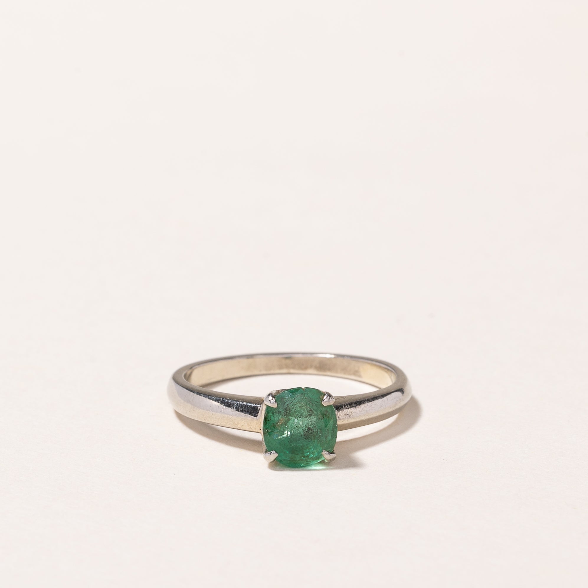 18k White Gold Emerald Ring | 0.64ct | SZ 5