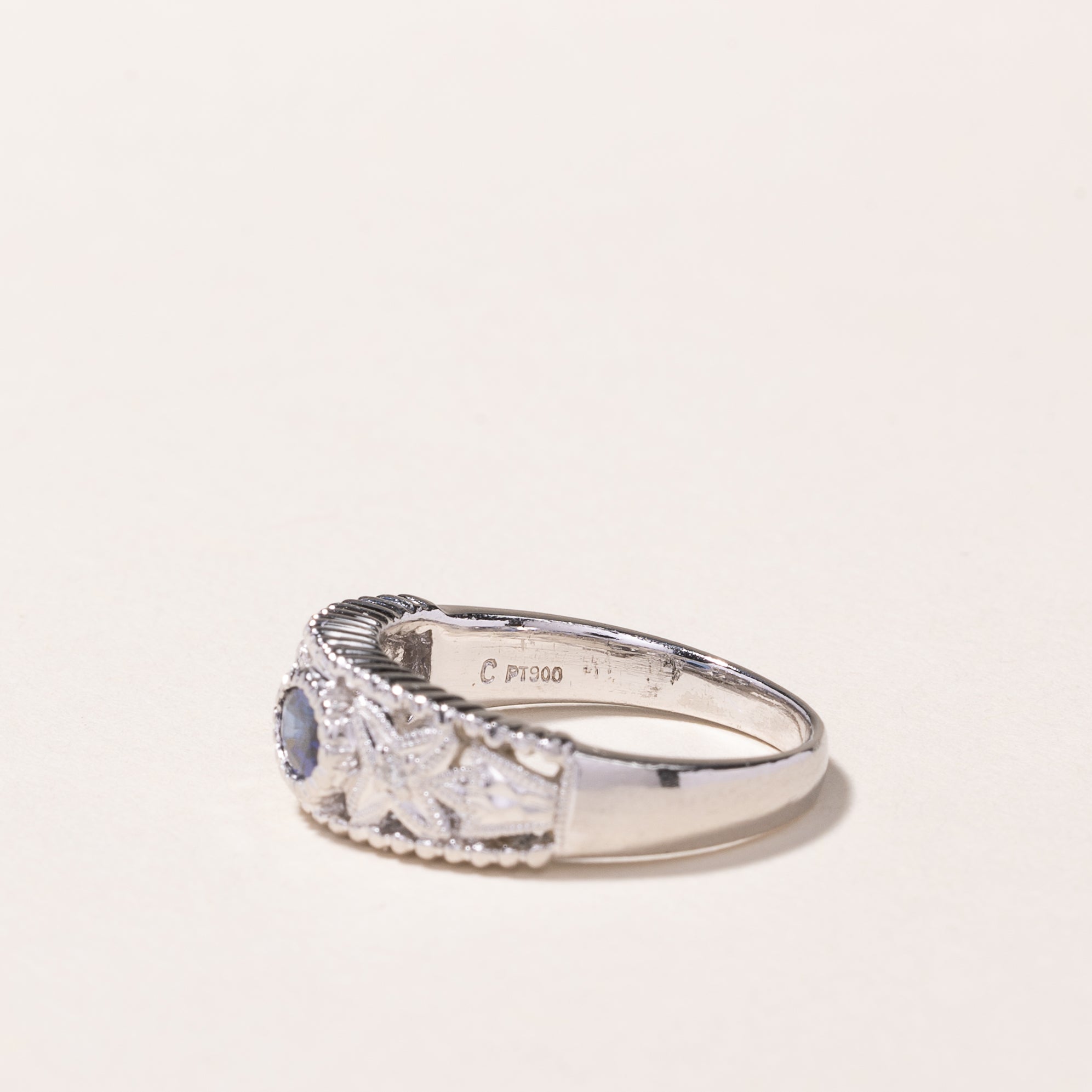 Platinum Sapphire & Diamond Ring | 0.52ct, 0.03ctw | SZ 6.5