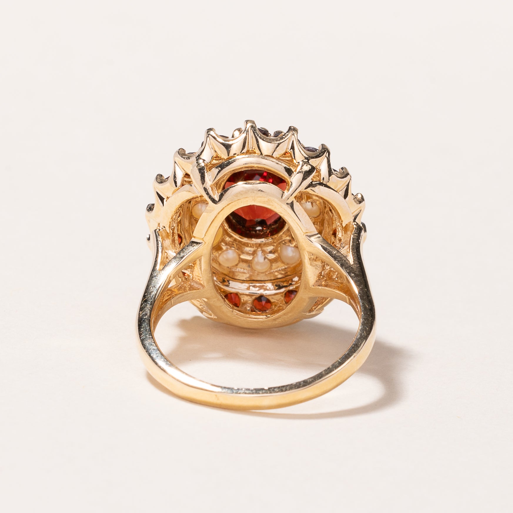 14k Yellow Gold Garnet & Pearl Ring | 2.74ctw, 2.00-2.50mm | SZ 4.5