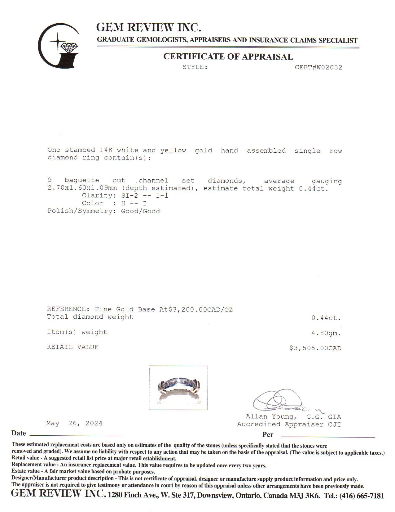 Alliance en or bicolore 14 carats sertie de diamants | 0,44 ct au total | Taille 8