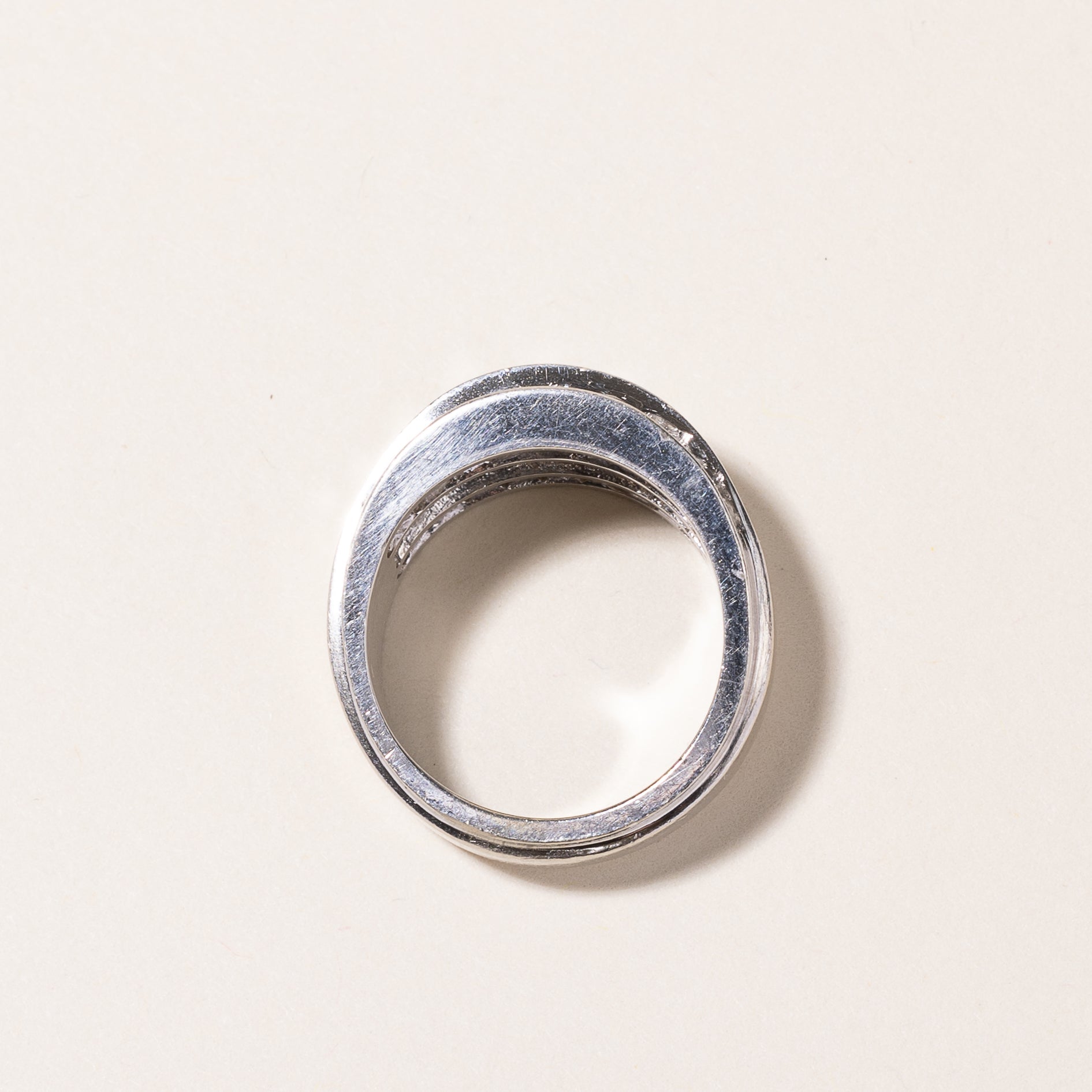 14k White Gold Triple Rows Diamond Ring | 2.10ctw | SZ 6