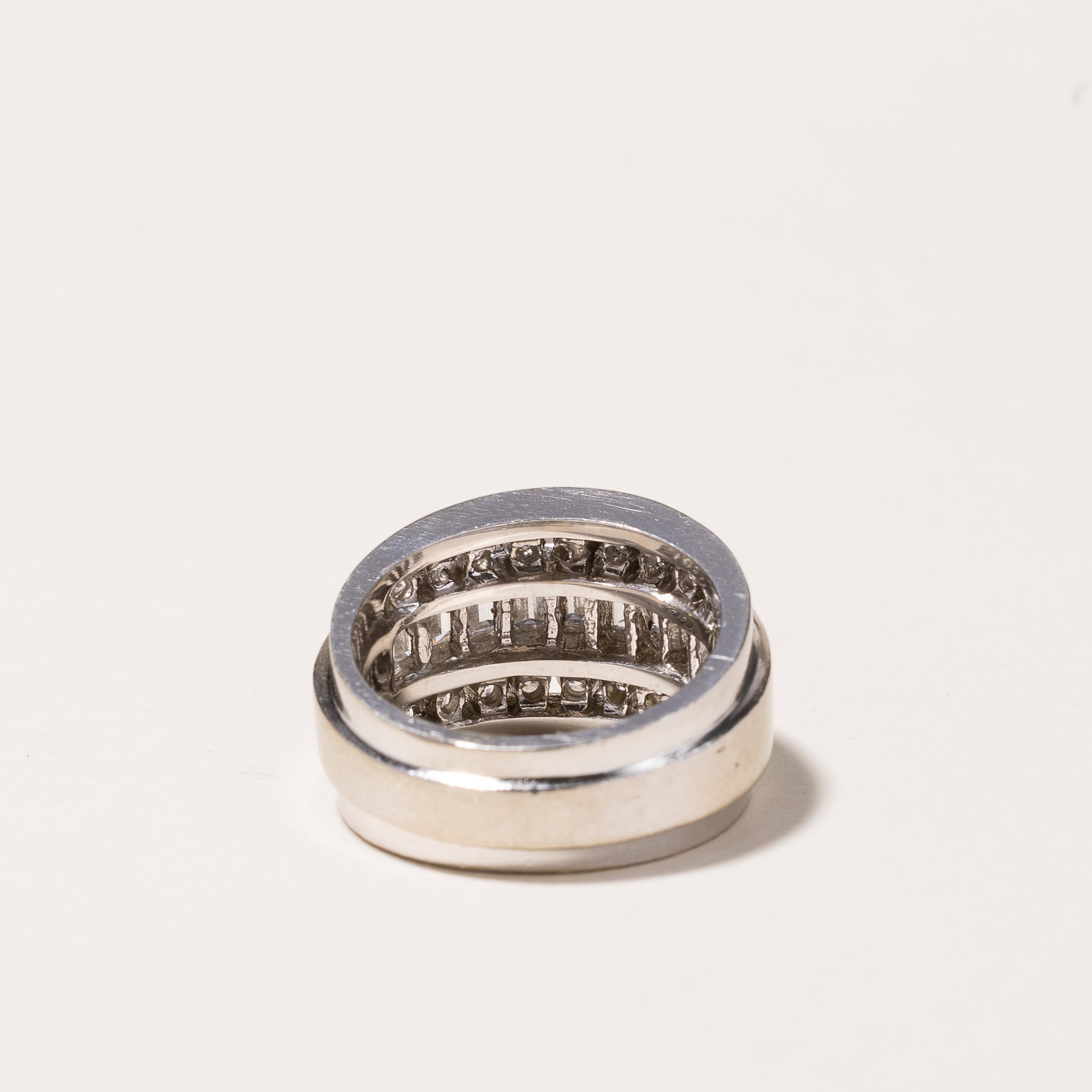 14k White Gold Triple Rows Diamond Ring | 2.10ctw | SZ 6