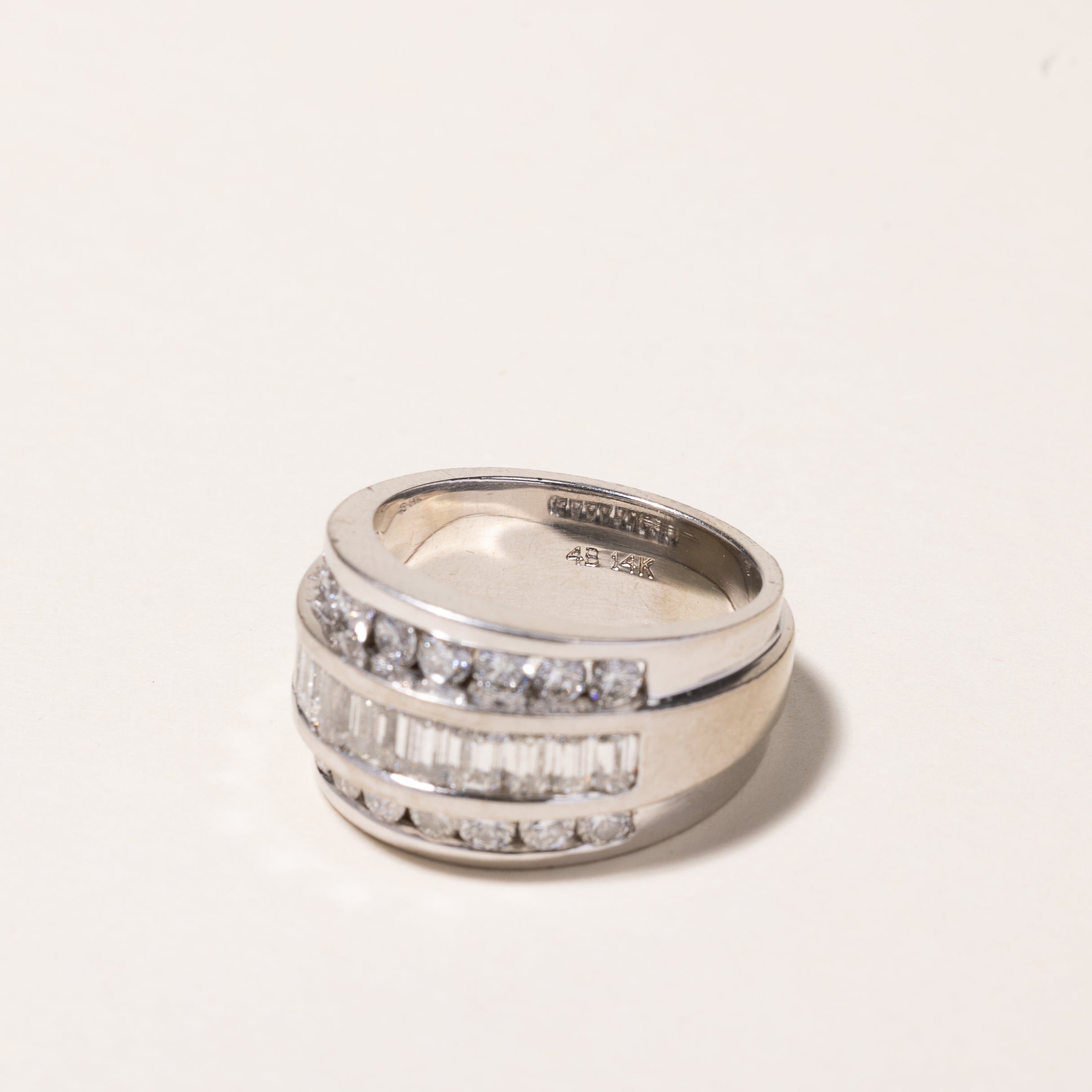 14k White Gold Triple Rows Diamond Ring | 2.10ctw | SZ 6