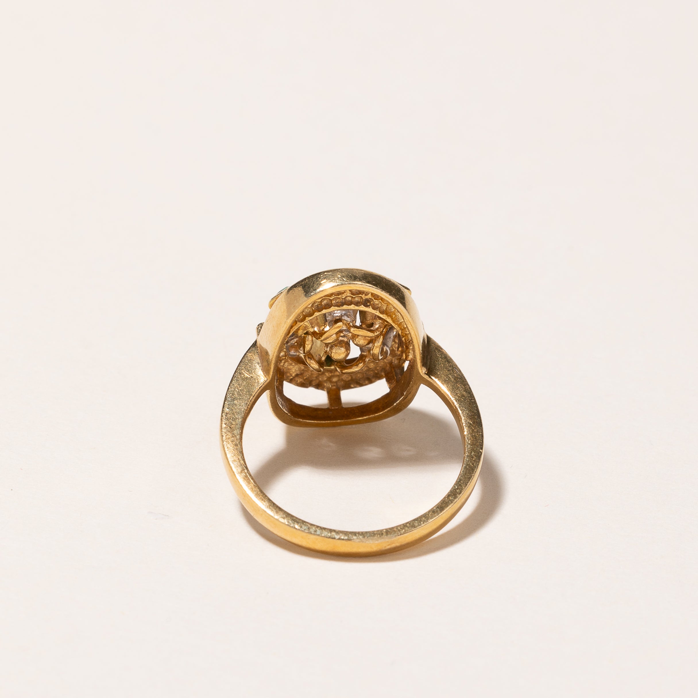 18k Yellow Gold Emerald & Diamond Ring | 0.25ctw, 0.16ctw | SZ 5.5
