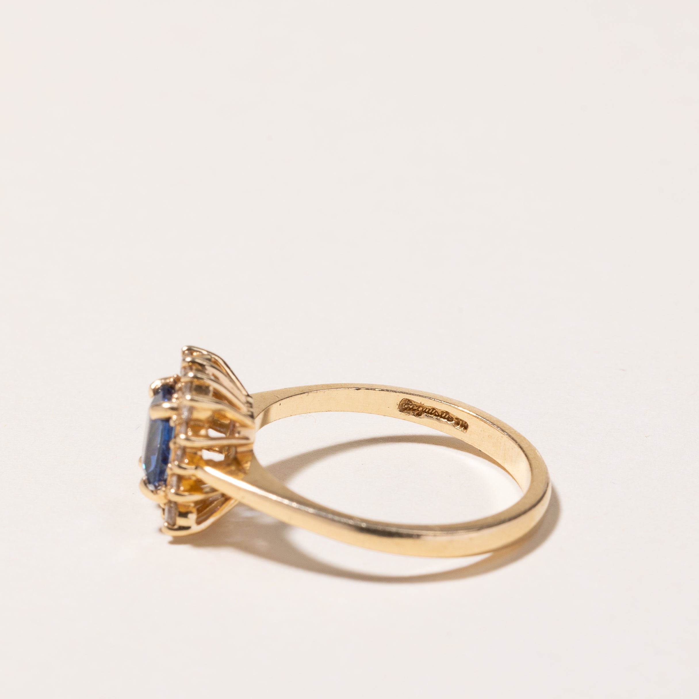 14k Yellow Gold Blue Sapphire & Diamond Ring | 0.74ctw, 0.20ctw | SZ 6.5