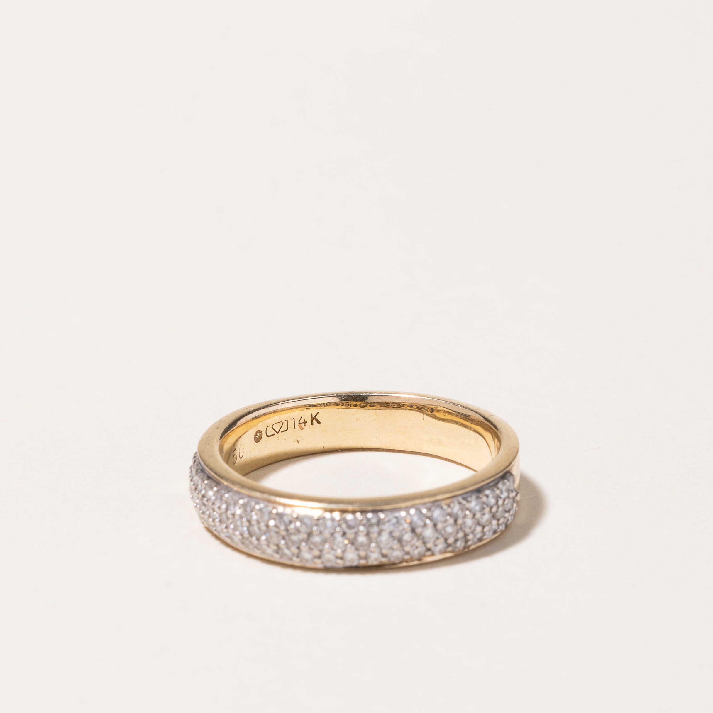 14k Yellow Gold Triple Row Diamond Ring | 0.71ctw | SZ 7.75