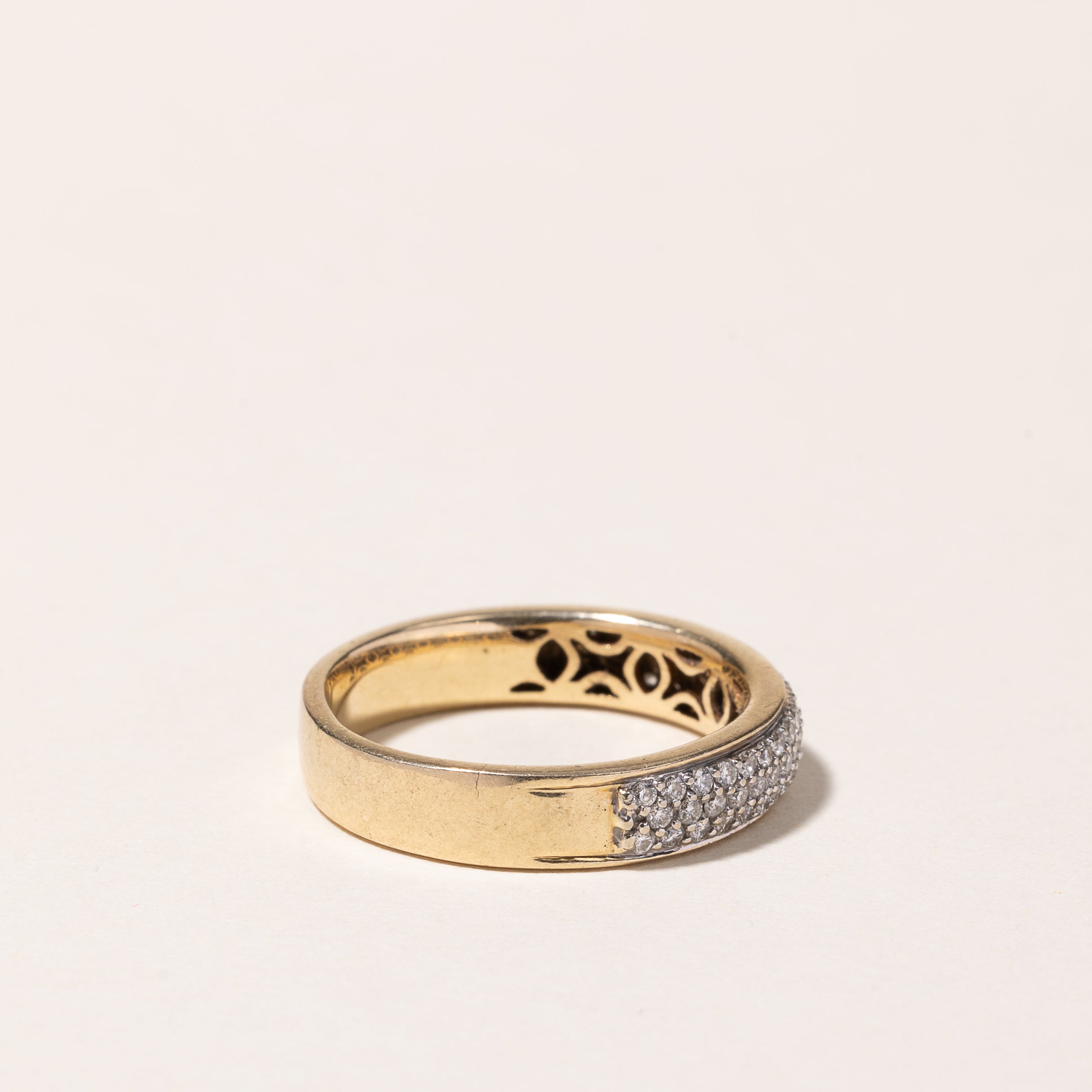 14k Yellow Gold Triple Row Diamond Ring | 0.71ctw | SZ 7.75