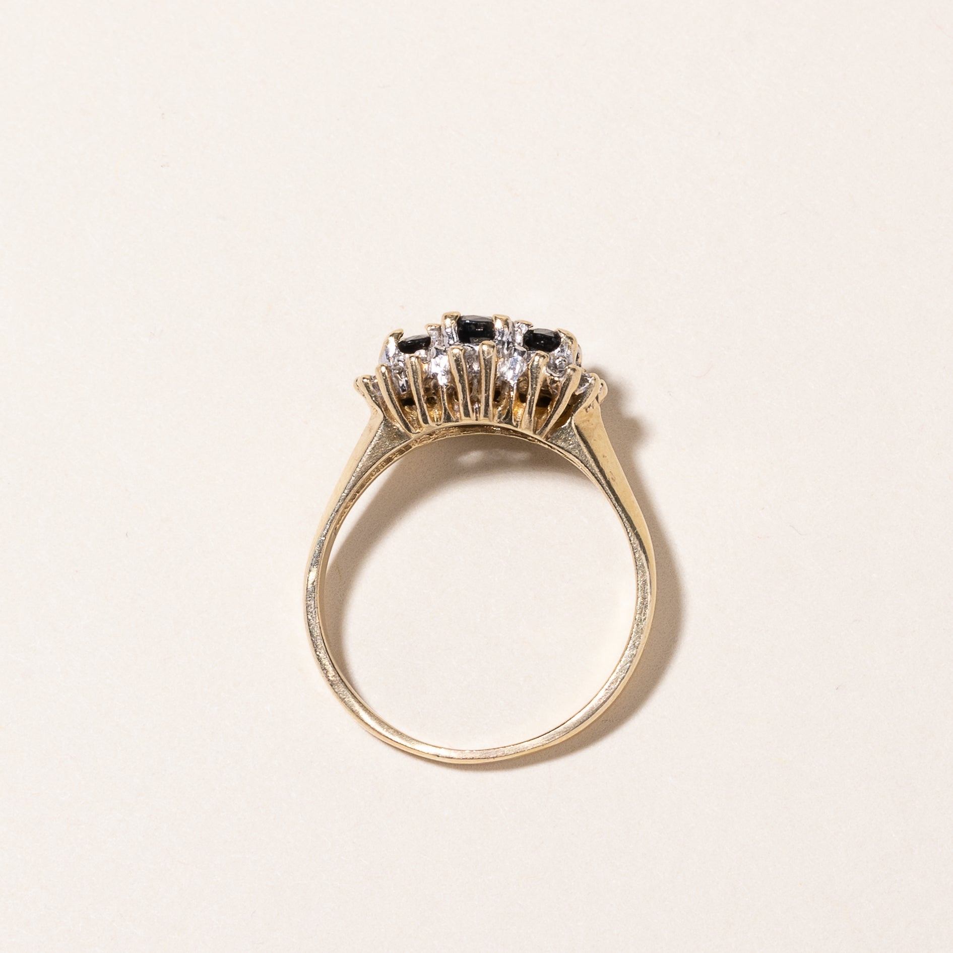 10k Yellow Gold Blue Sapphire & Diamond Ring | 1.06ctw, 0.12ctw | SZ 7.75