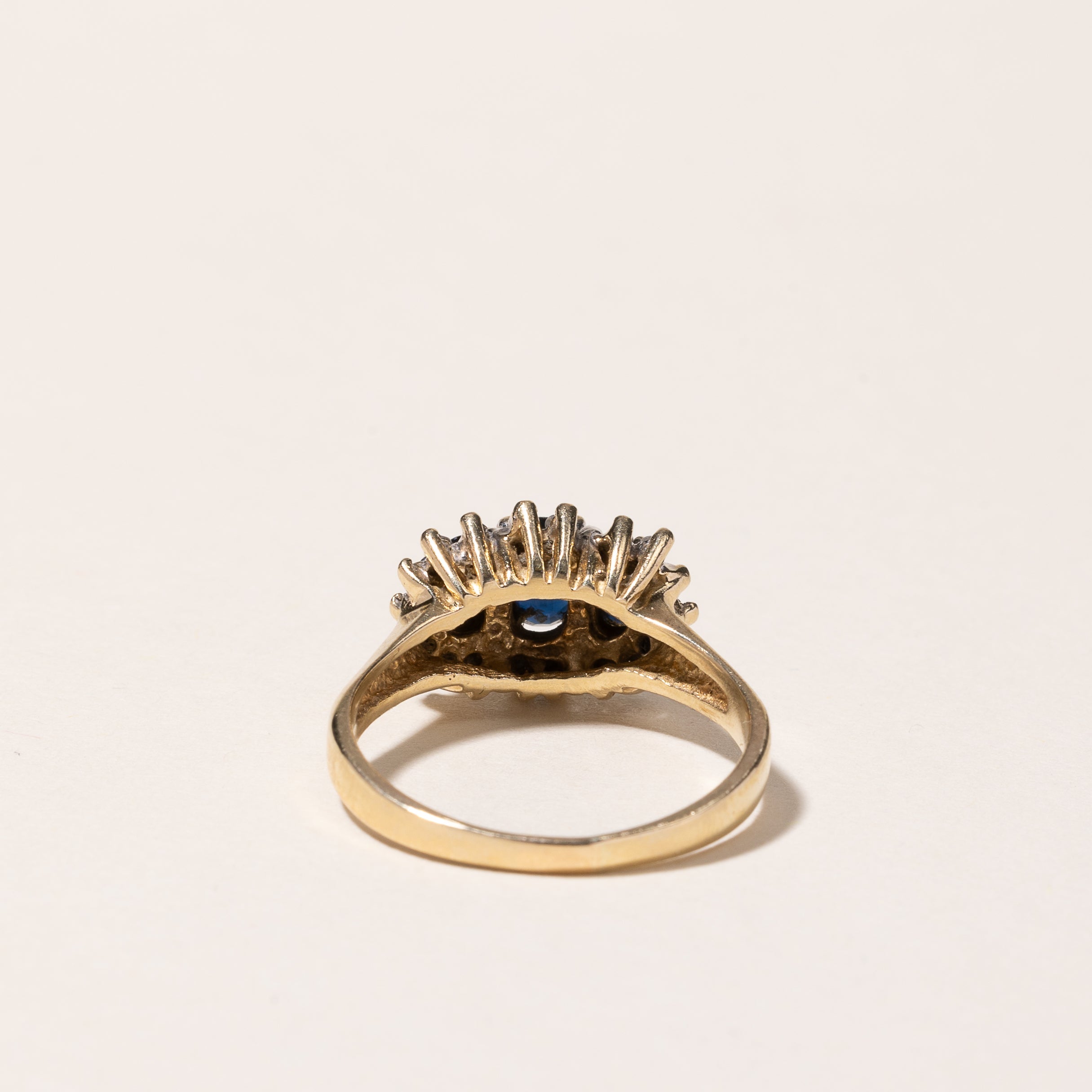 10k Yellow Gold Blue Sapphire & Diamond Ring | 1.06ctw, 0.12ctw | SZ 7.75