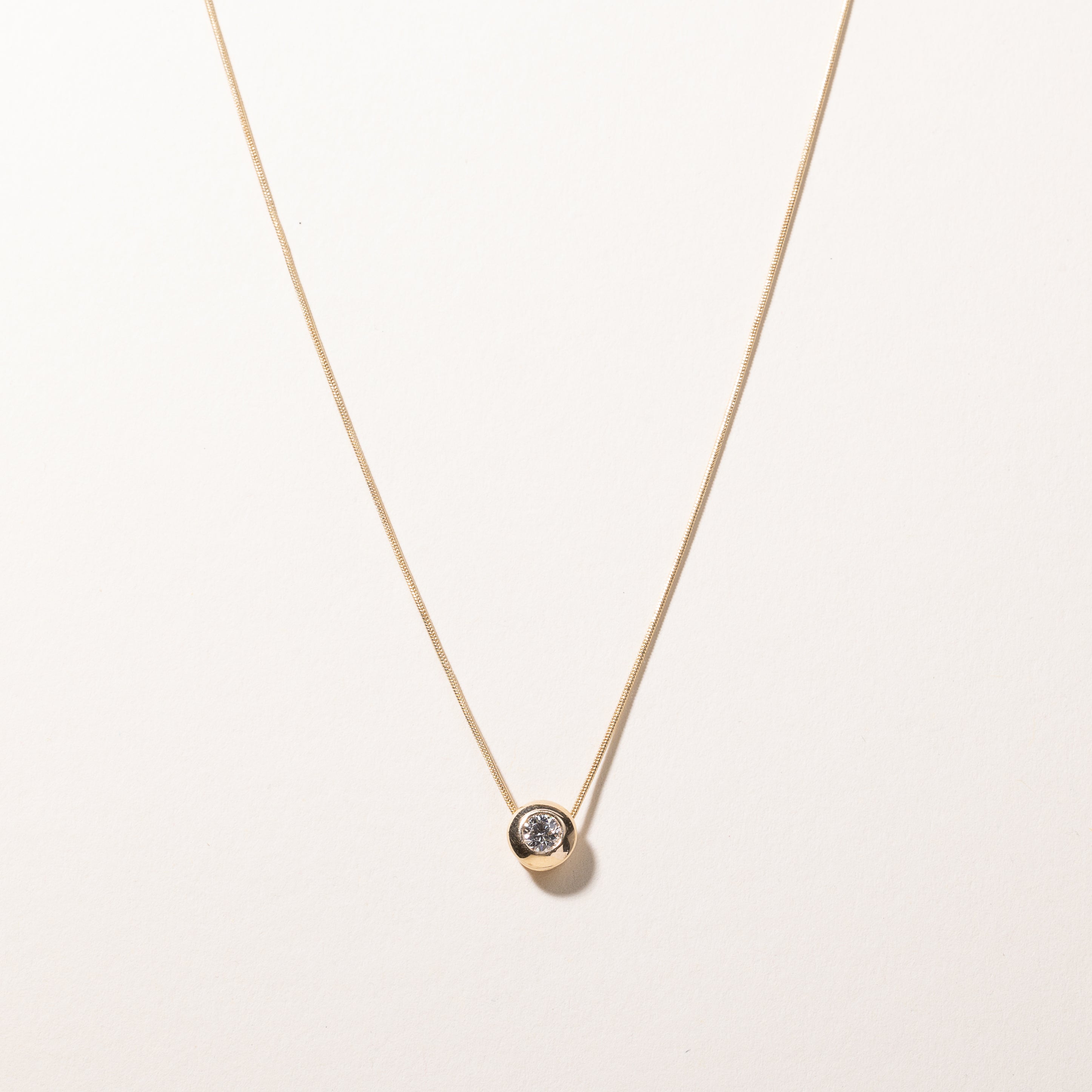 10k Yellow Gold Diamond Bezel Pendant Necklace | 0.28ctw | 20"