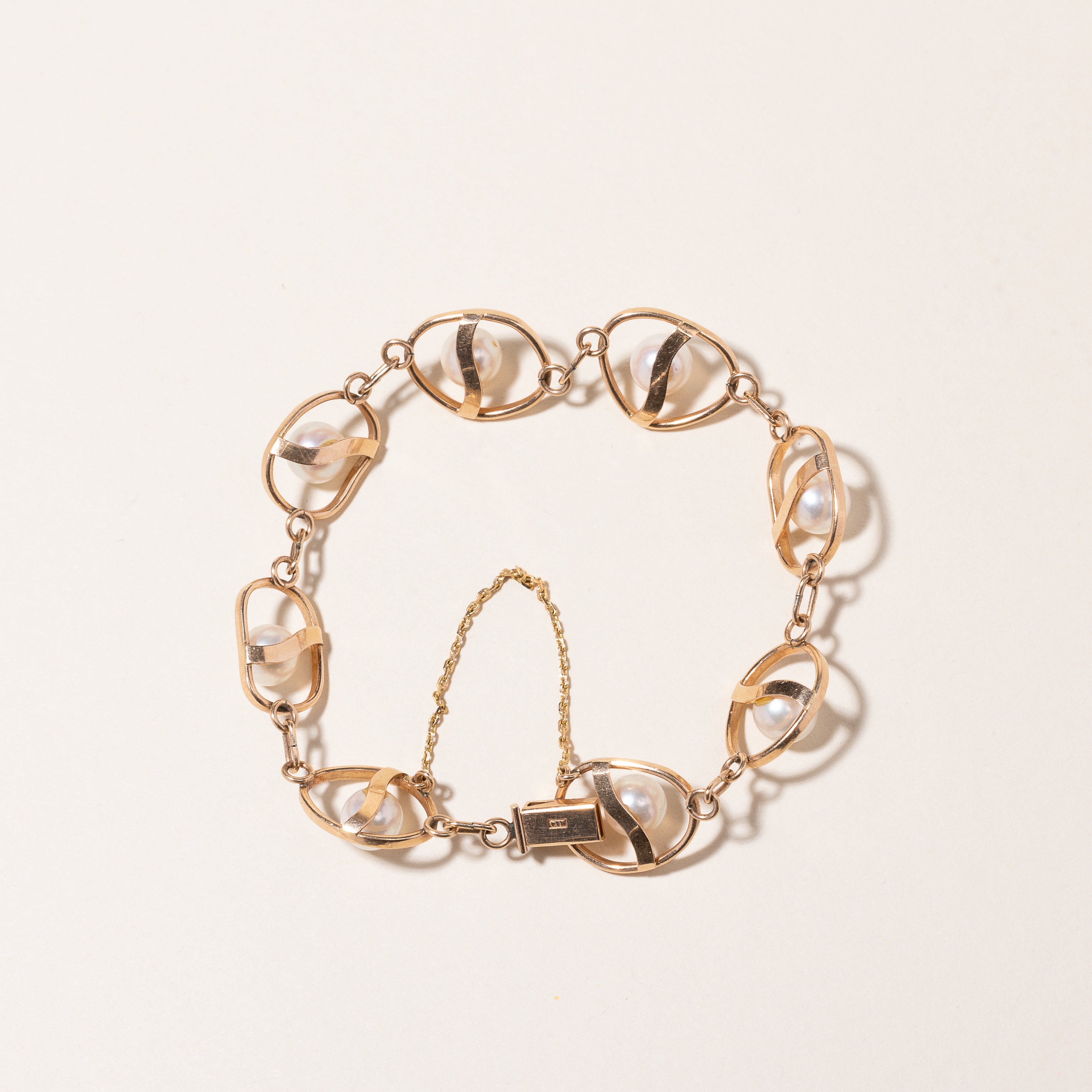 14k Yellow Gold Pearl Bracelet | 4.73ctw | 7.25"