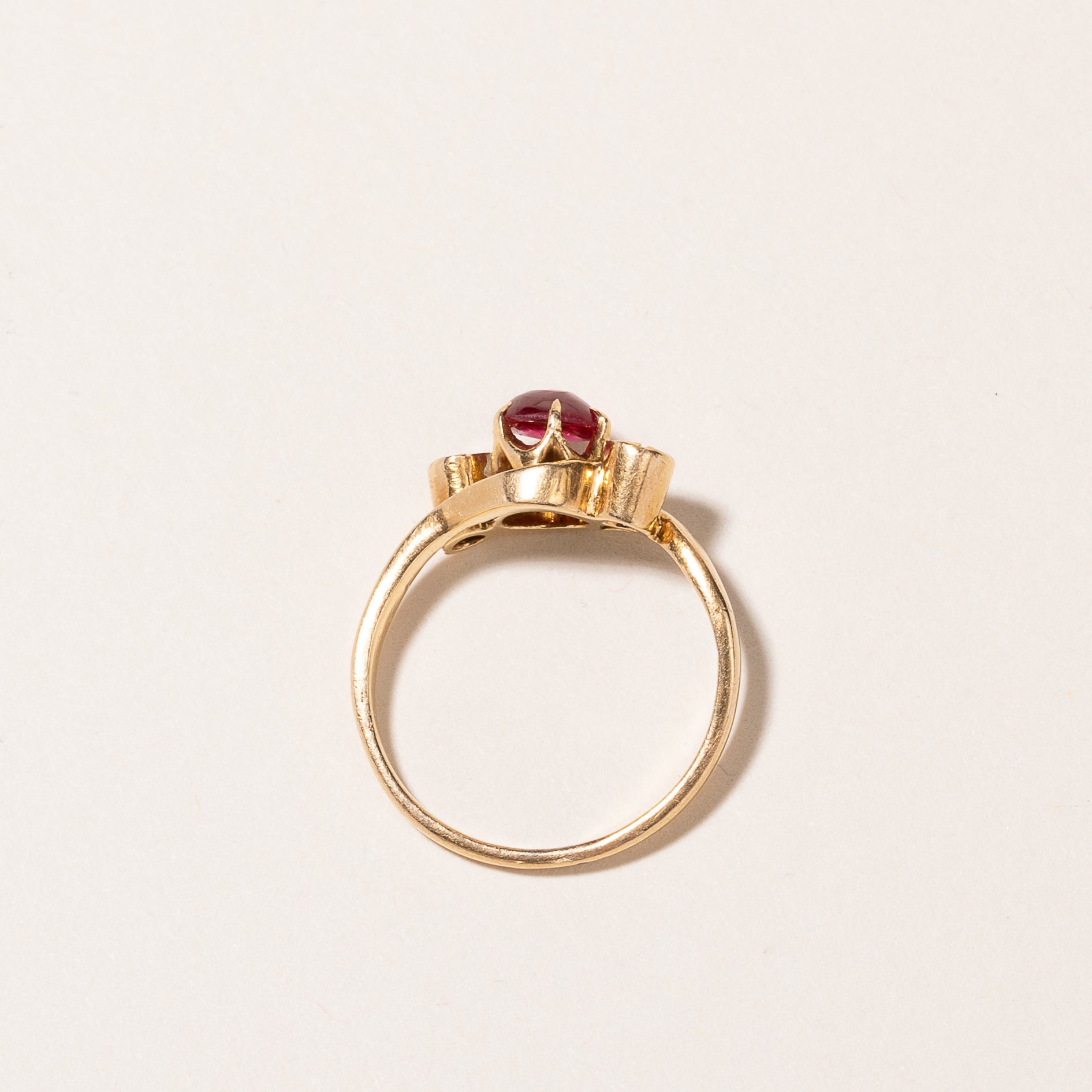 18k Synthetic Ruby and Diamond Ring | 0.70ct, 0.10ctw | SZ 5