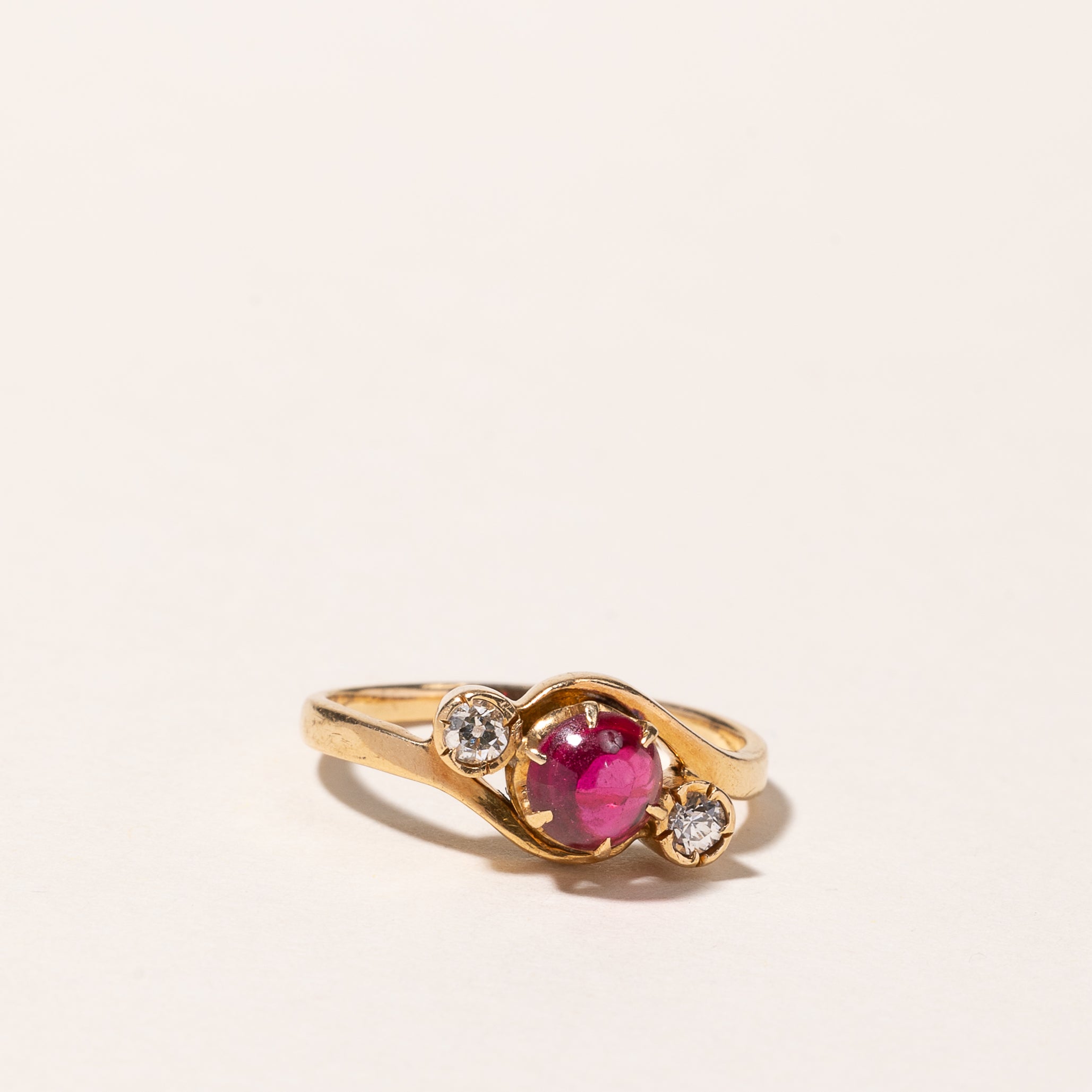 18k Synthetic Ruby and Diamond Ring | 0.70ct, 0.10ctw | SZ 5