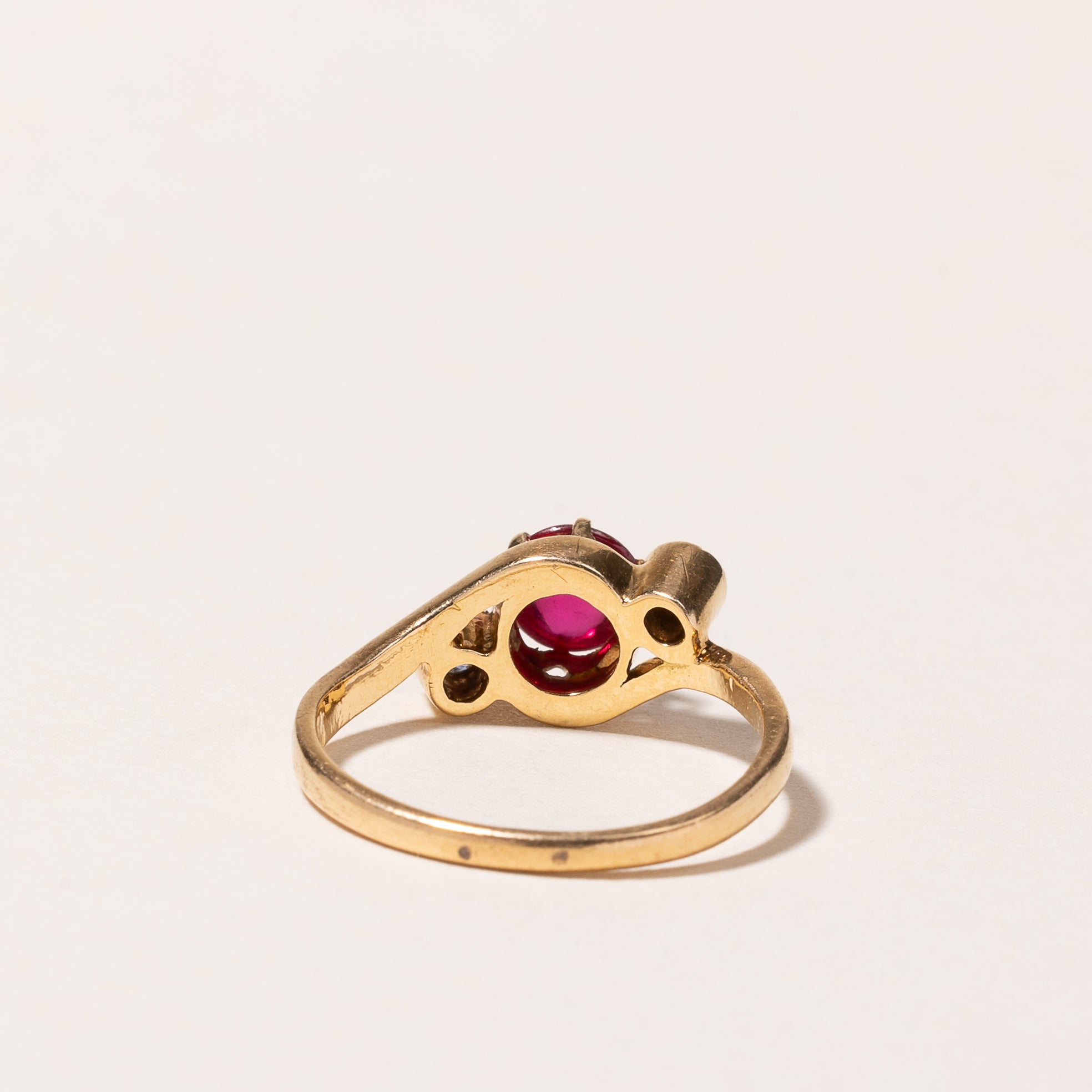 18k Synthetic Ruby and Diamond Ring | 0.70ct, 0.10ctw | SZ 5