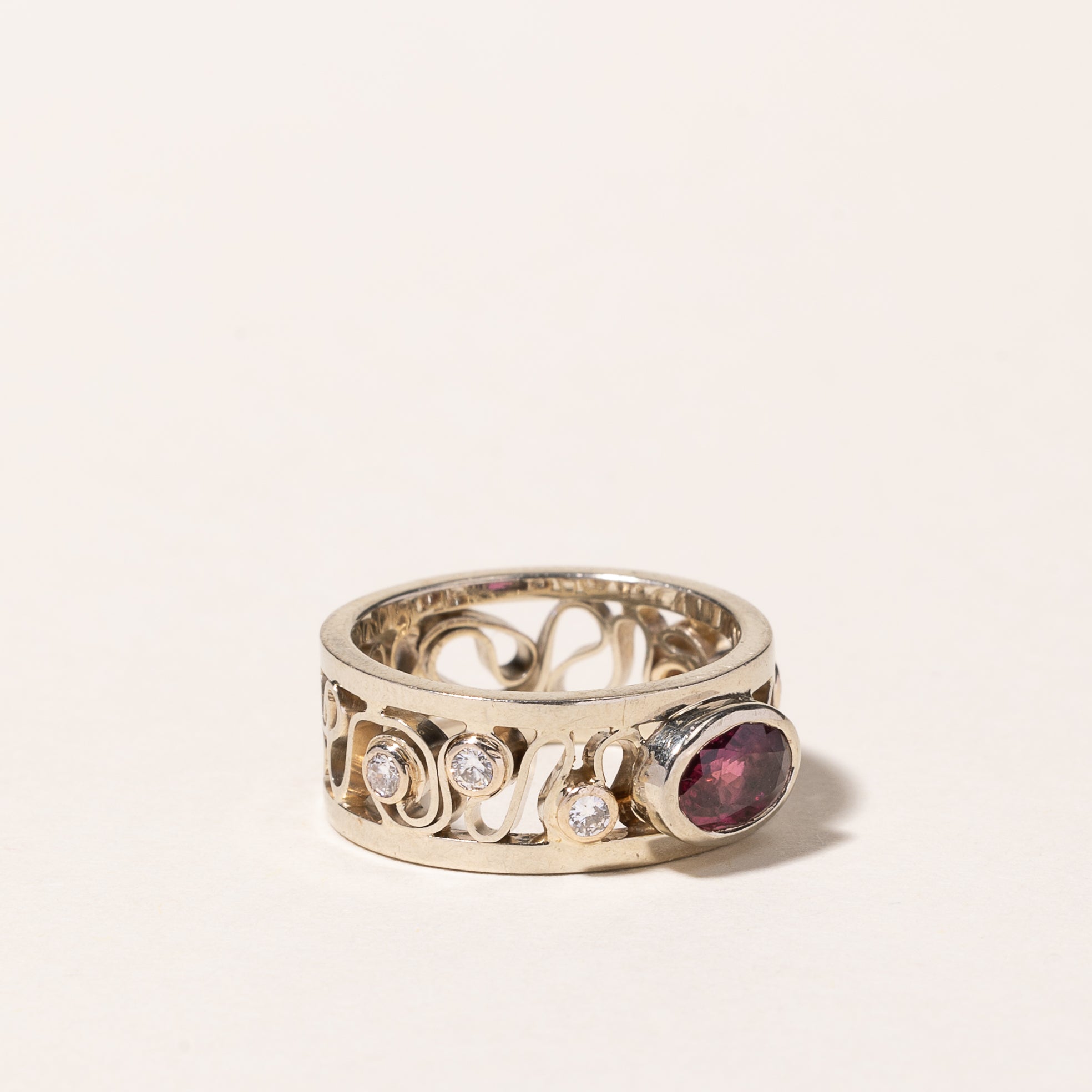18k White Gold Ruby & Diamond Ring | 0.51ct, 0.16ctw | SZ 3.75