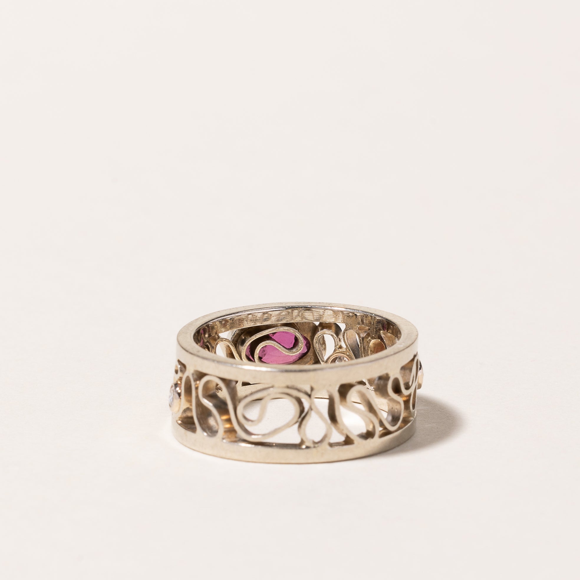 18k White Gold Ruby & Diamond Ring | 0.51ct, 0.16ctw | SZ 3.75