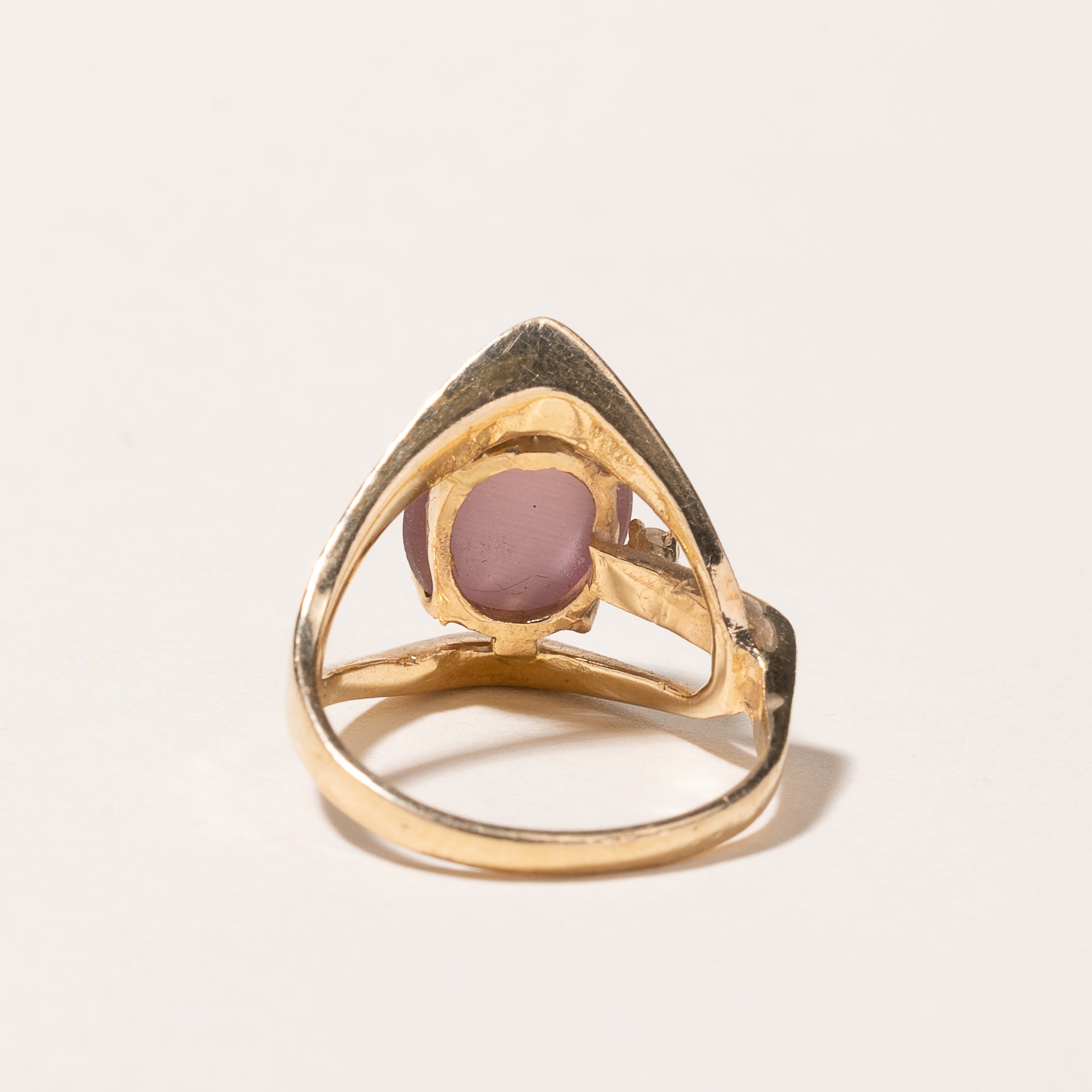 14k Pink Chatoyant Quartz Doublet and Diamond Ring | 2.00ct, 0.025ct | SZ 5 |