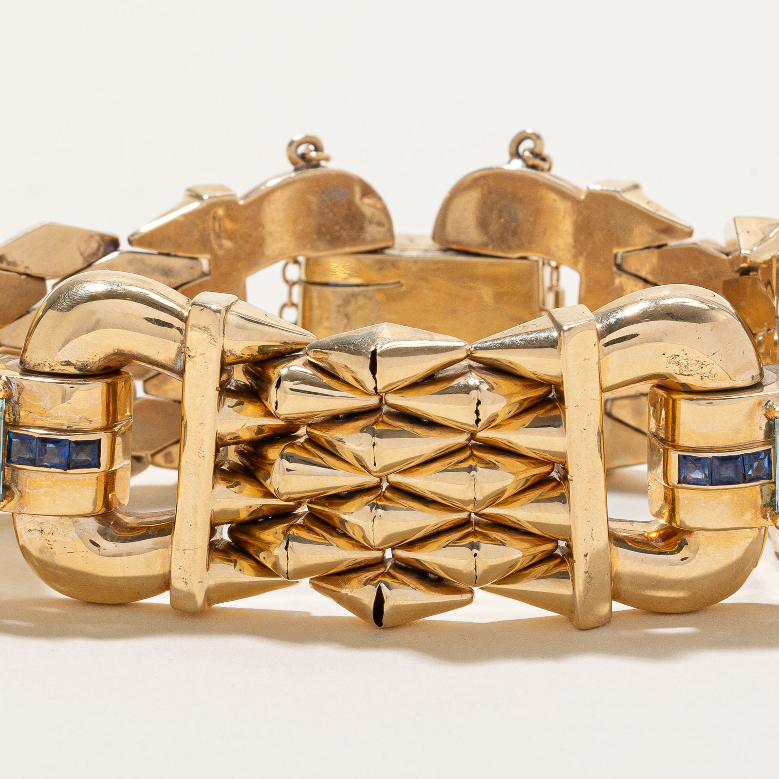 Aquamarine & Sapphire Watch Strap Bracelet | 9.14ctw | 8"