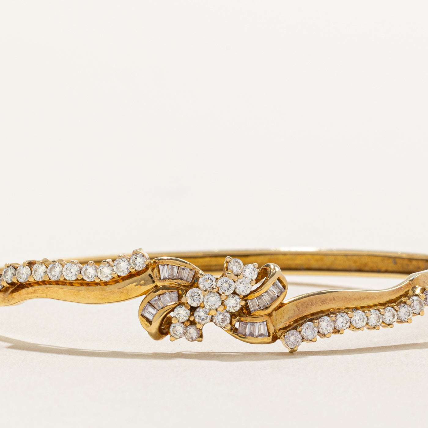 Diamond Yellow Gold Bangle | 1.23ctw, 0.27ctw | 7" |