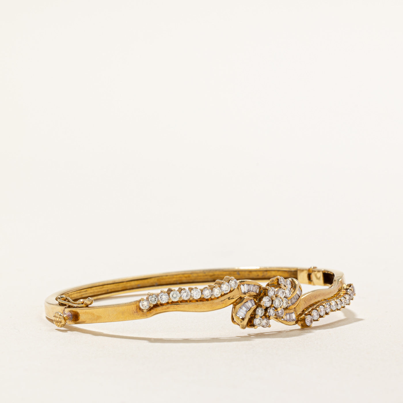 Diamond Yellow Gold Bangle | 1.23ctw, 0.27ctw | 7" |
