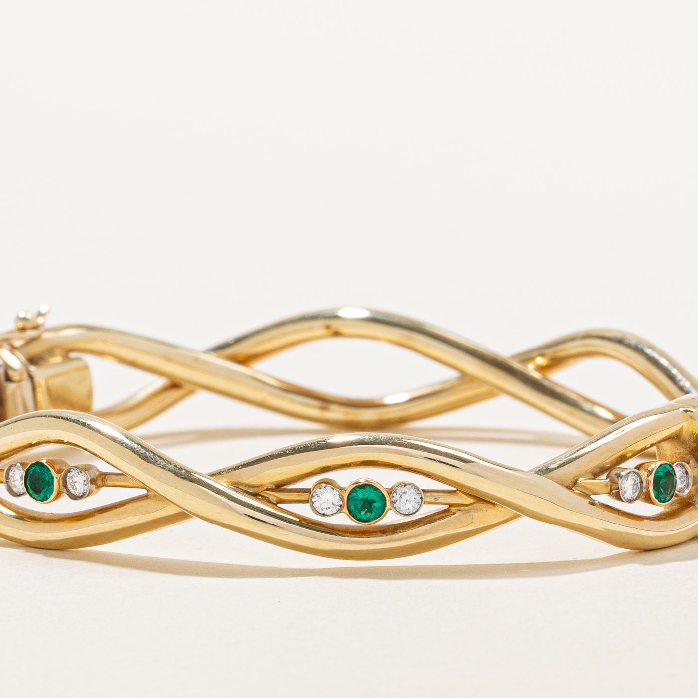 Emerald & Diamond Bangle | 0.33ctw, 0.33ctw | 8" |