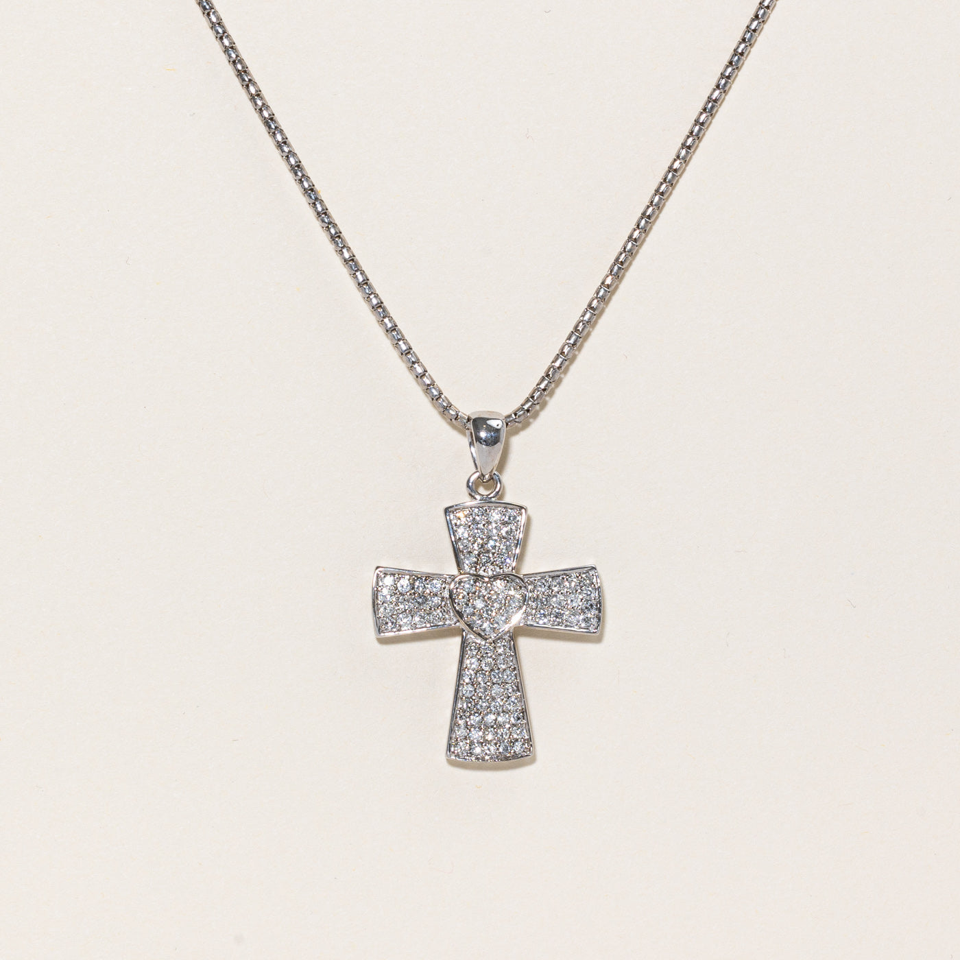 White Gold Diamond Cross Necklace | 1.04ctw | 18.5" |