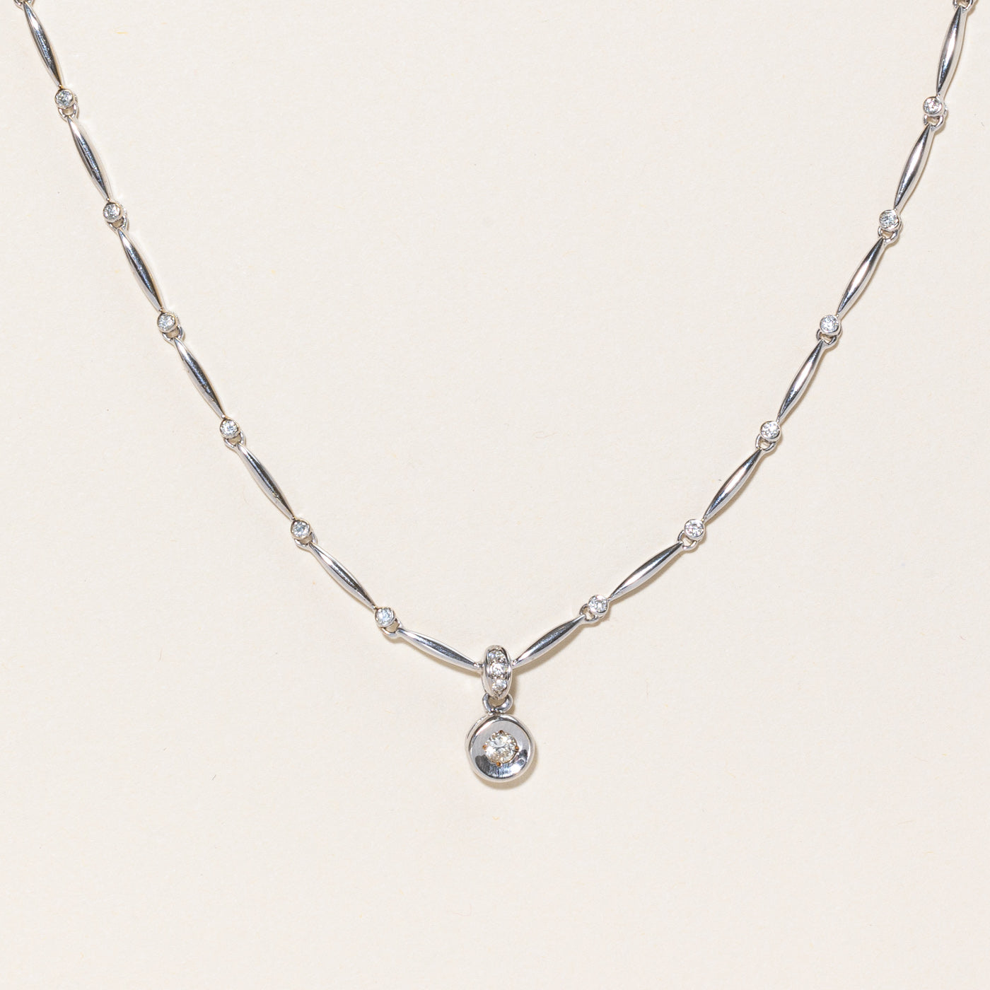 White Gold Diamond Necklace | 0.64ctw, 0.11ct, 0.03ctw | 16" |