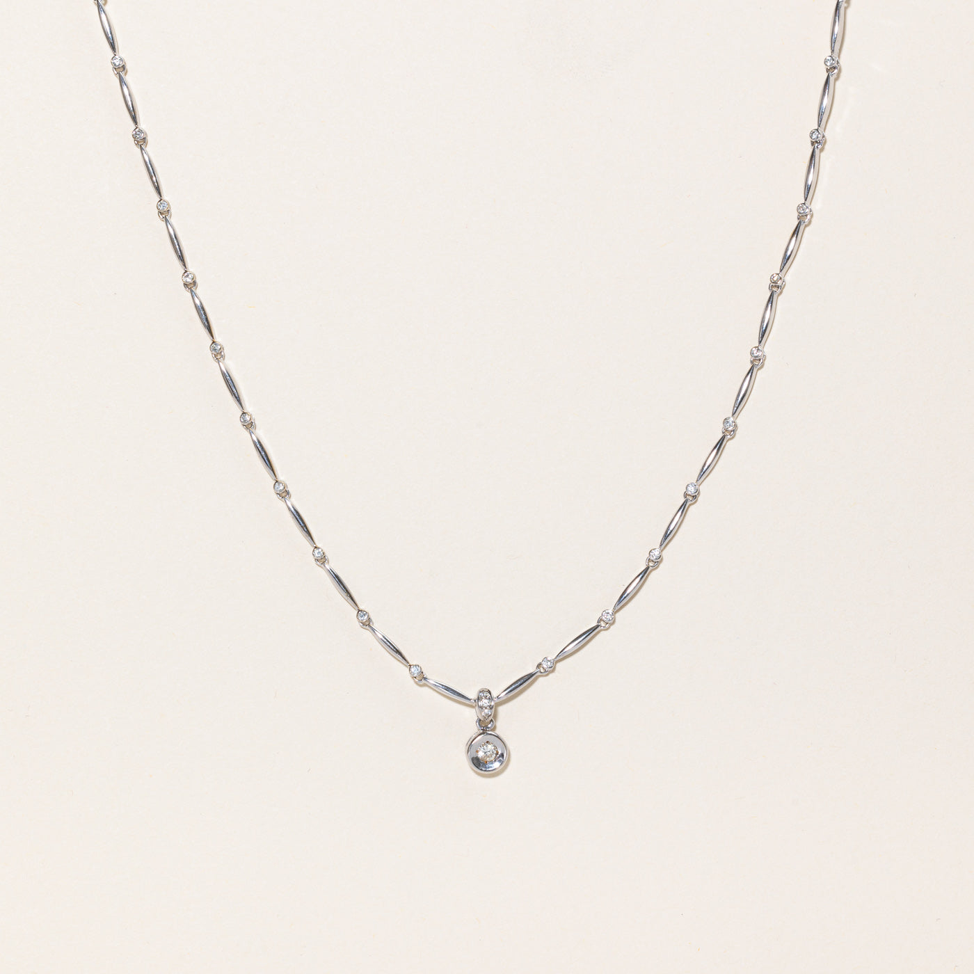 White Gold Diamond Necklace | 0.64ctw, 0.11ct, 0.03ctw | 16" |