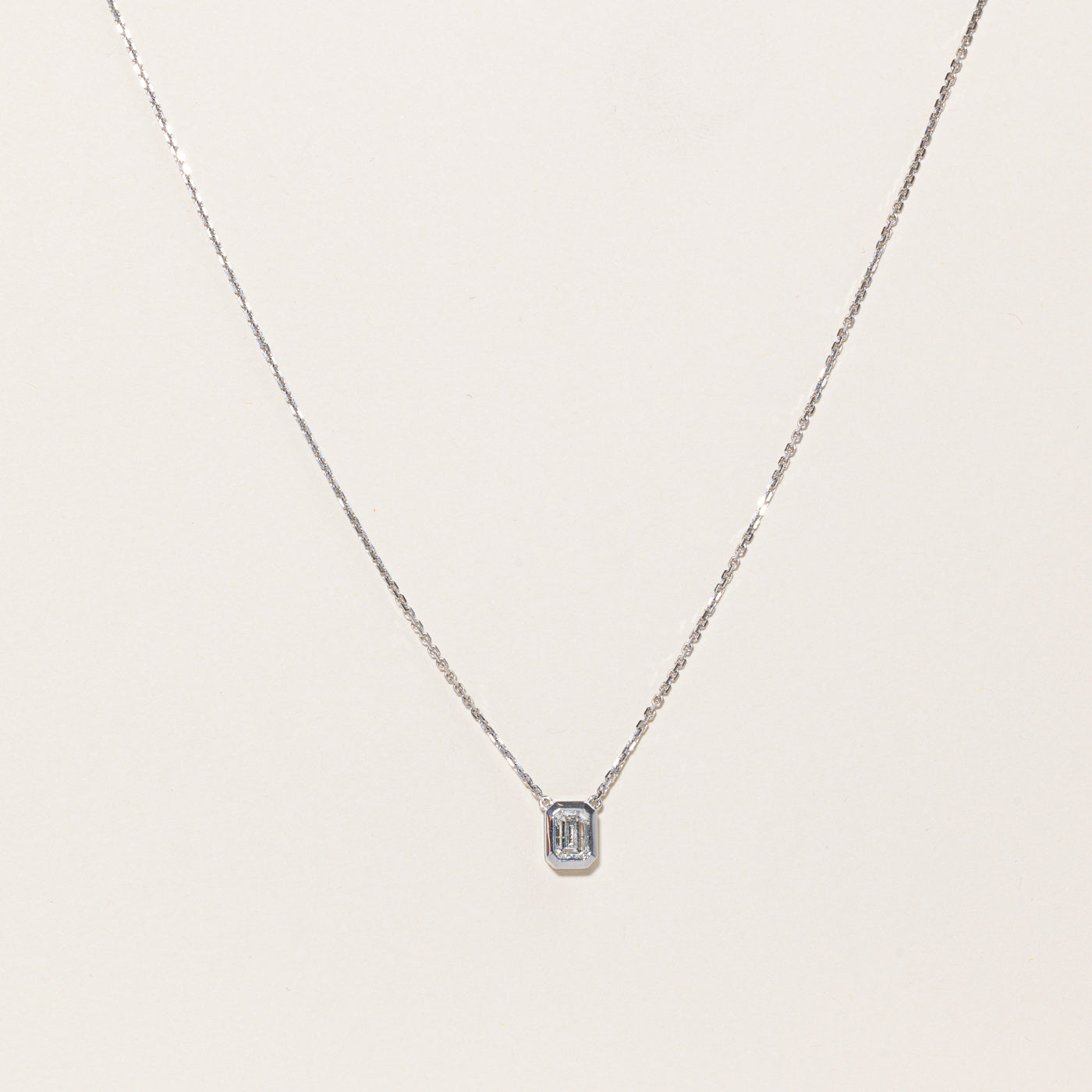 White Gold & Emerald Cut Diamond Necklace | 1.09ct | 18" |