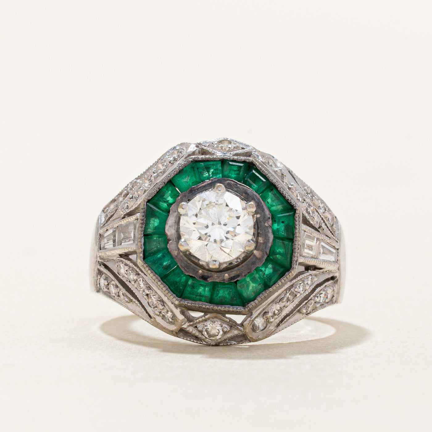 Emerald & Diamond Ring | 0.69ctw, 0.62ct, 0.43ctw, 0.21ctw | SZ 4.75 |