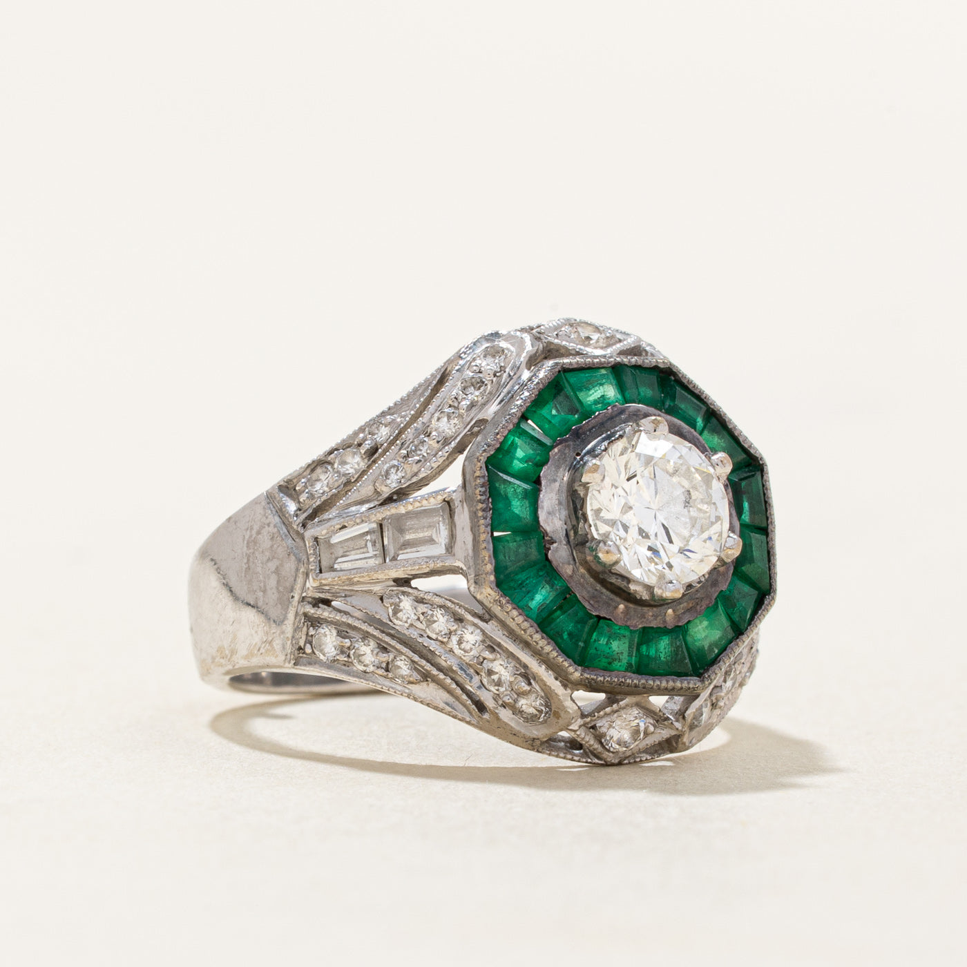 Emerald & Diamond Ring | 0.69ctw, 0.62ct, 0.43ctw, 0.21ctw | SZ 4.75 |