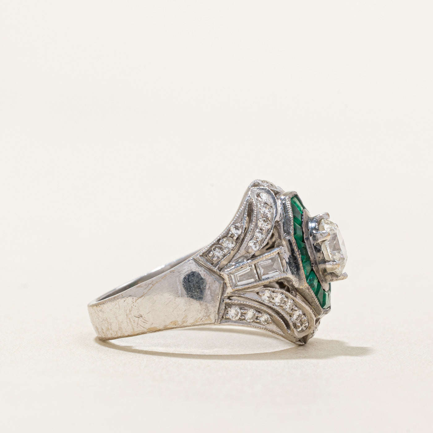 Emerald & Diamond Ring | 0.69ctw, 0.62ct, 0.43ctw, 0.21ctw | SZ 4.75 |