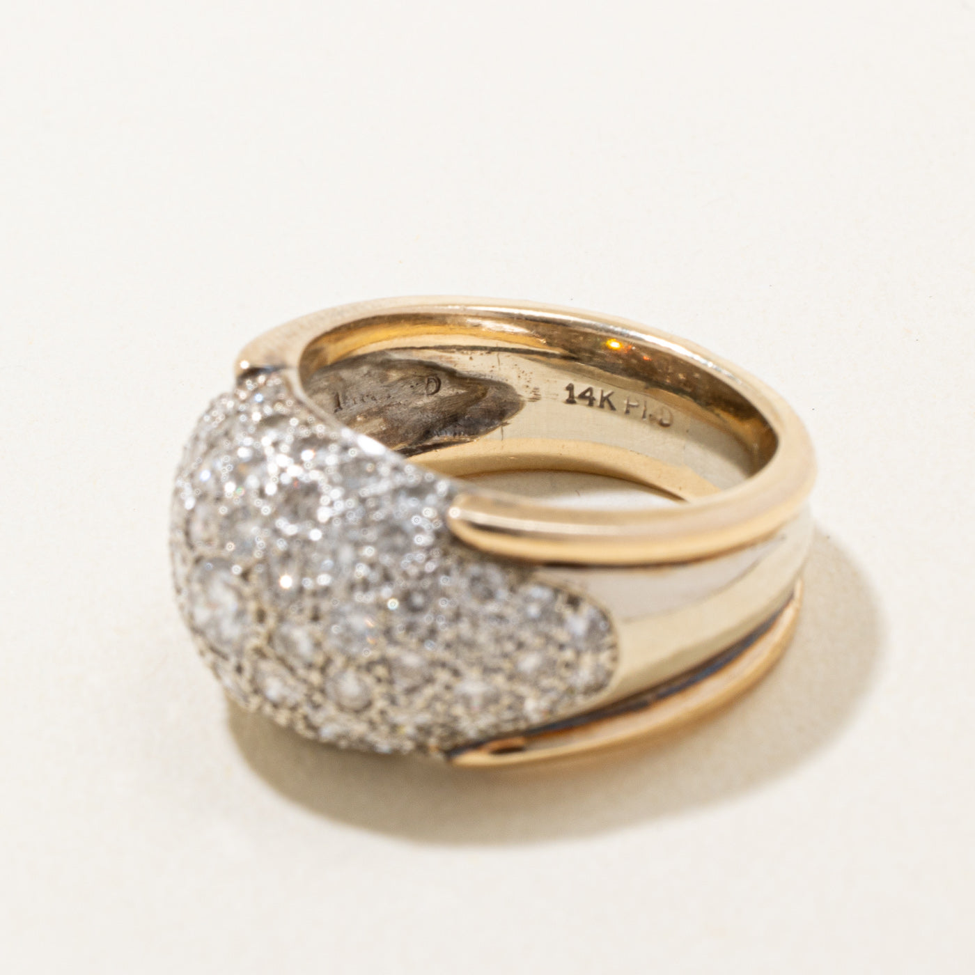 Two Tone Diamond Dome Ring | 1.89ctw, 0.27ct | SZ 8 |