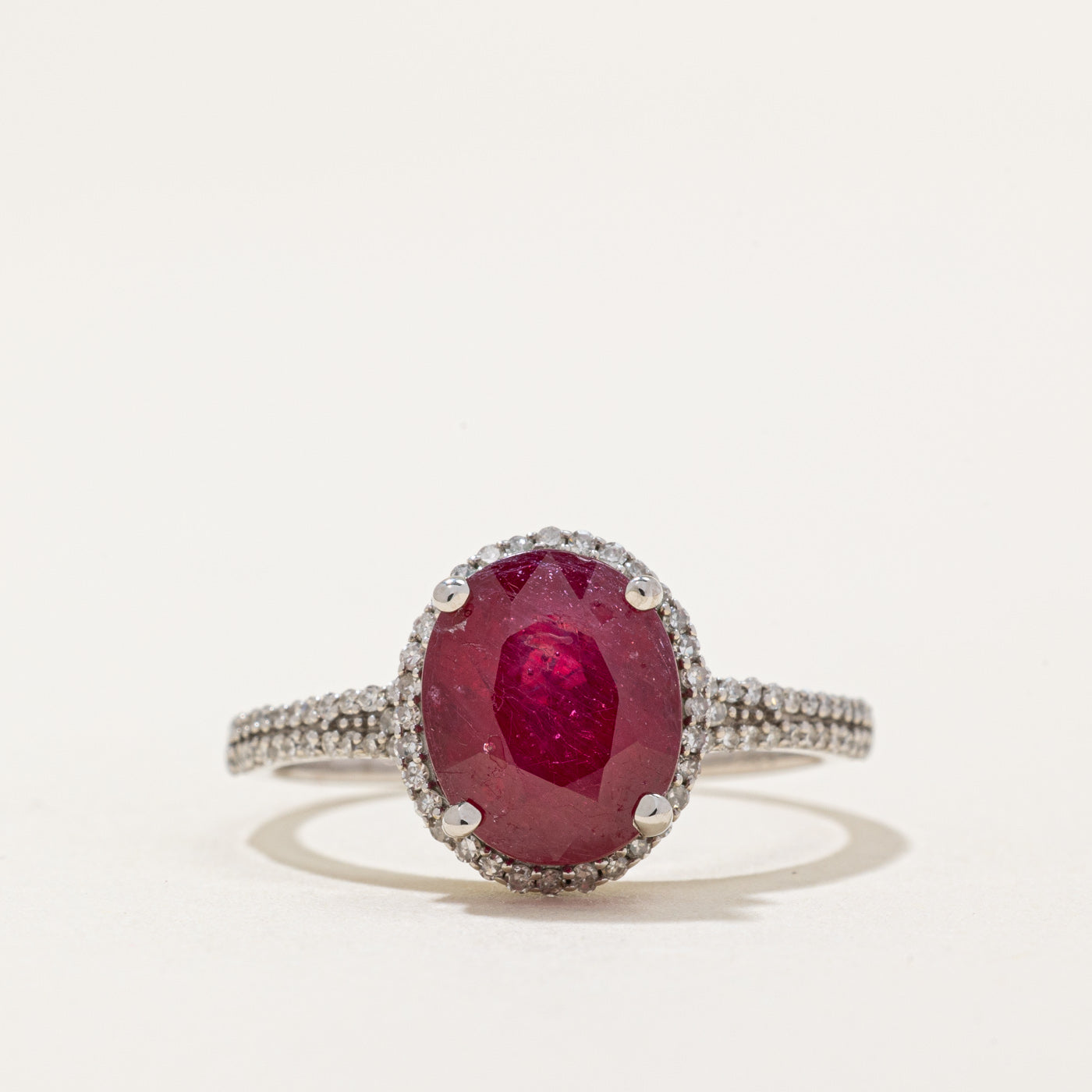 Ruby & Diamond Halo Ring | 3.63ct, 0.36ctw | SZ 7.5 |