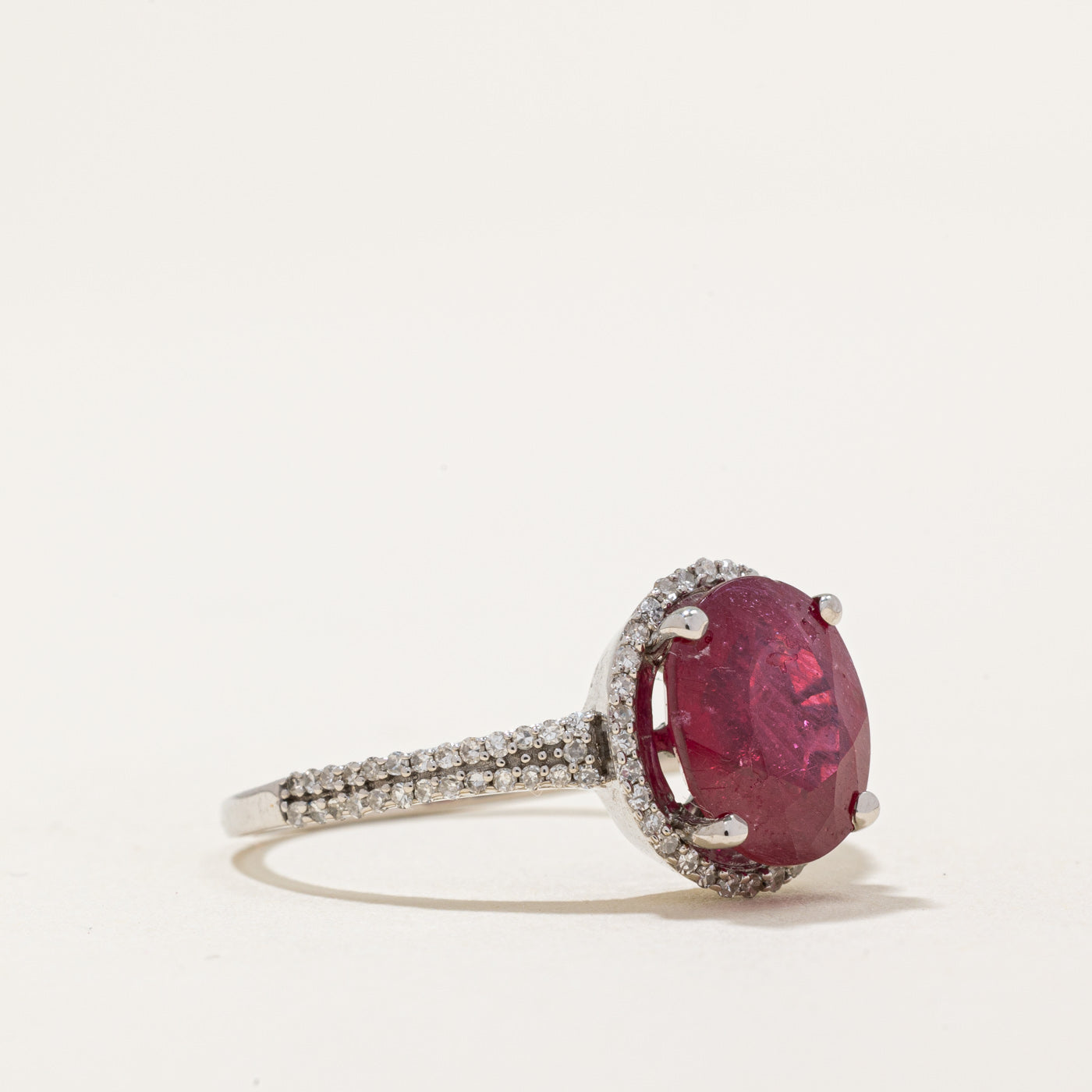 Ruby & Diamond Halo Ring | 3.63ct, 0.36ctw | SZ 7.5 |