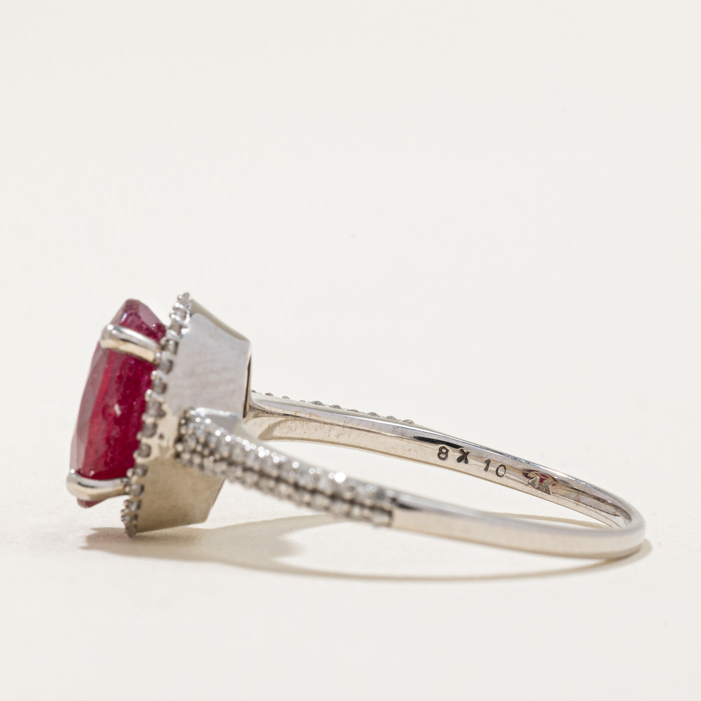 Ruby & Diamond Halo Ring | 3.63ct, 0.36ctw | SZ 7.5 |