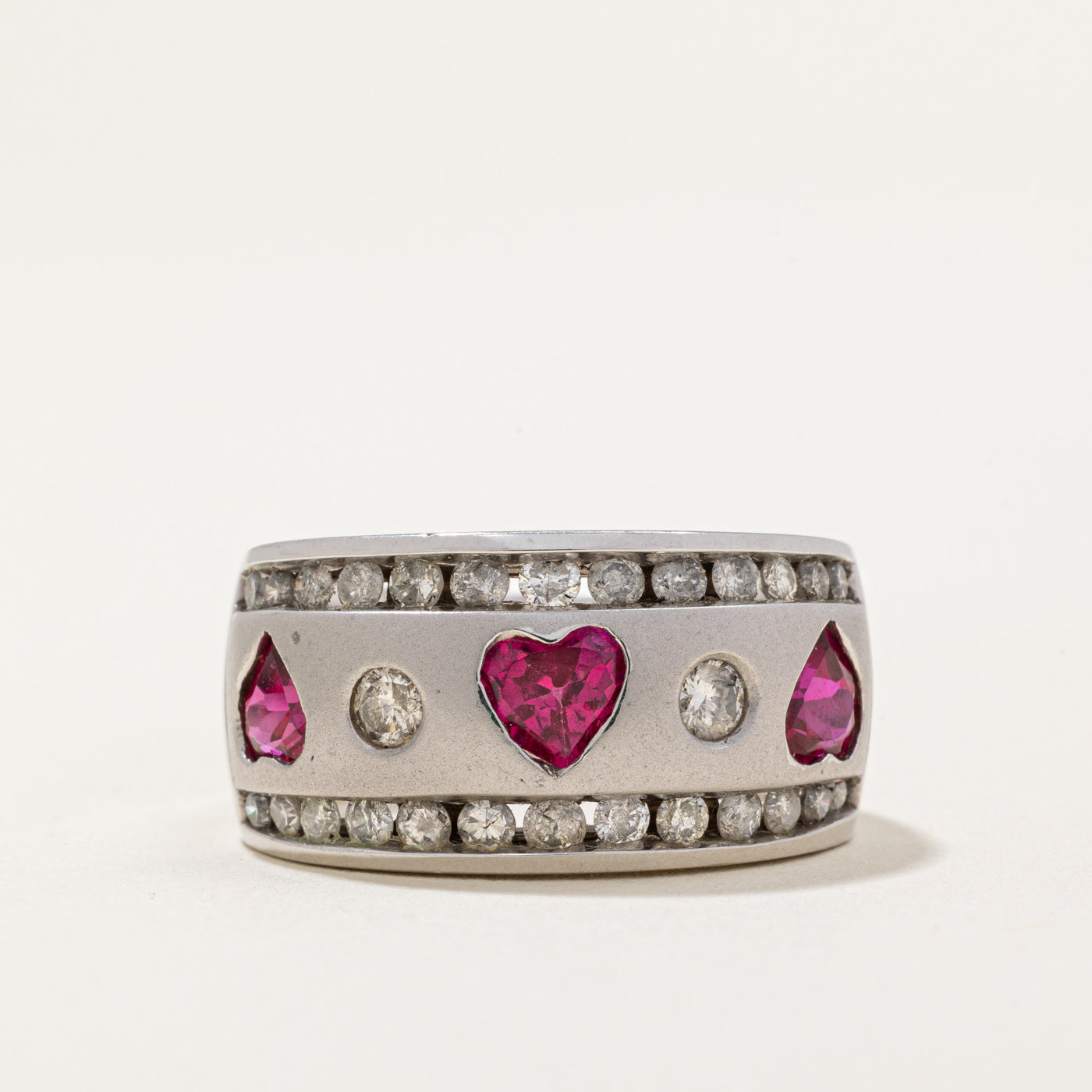 Lab Grown Ruby & Natural Diamond Heart Ring | 0.94ctw | SZ 7 |