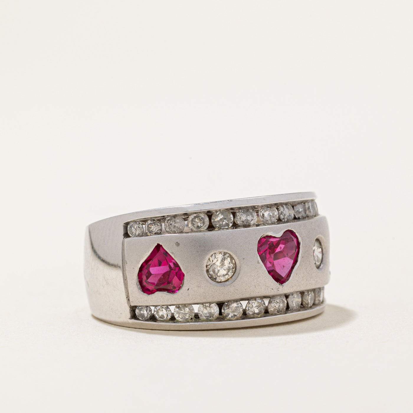 Lab Grown Ruby & Natural Diamond Heart Ring | 0.94ctw | SZ 7 |
