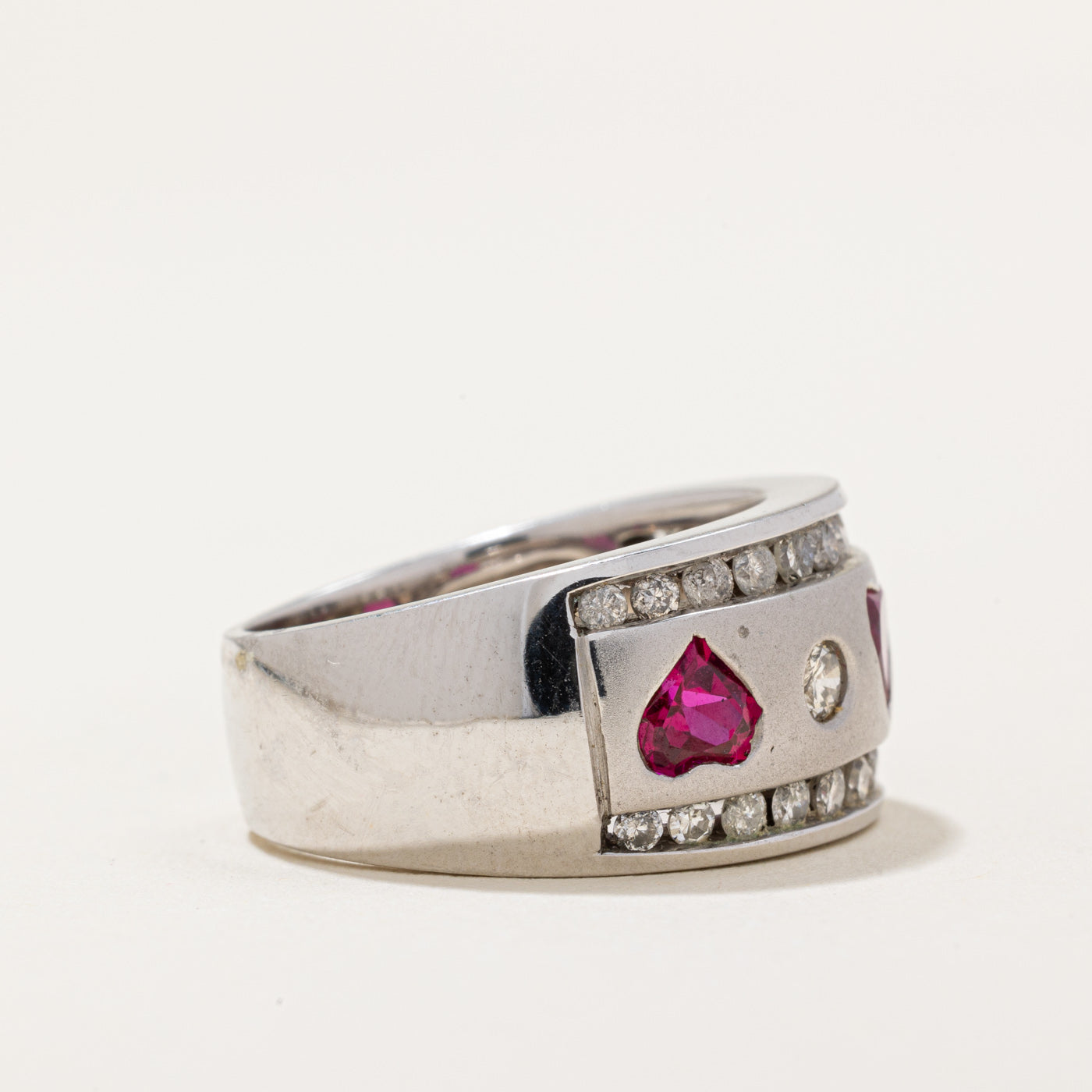 Lab Grown Ruby & Natural Diamond Heart Ring | 0.94ctw | SZ 7 |