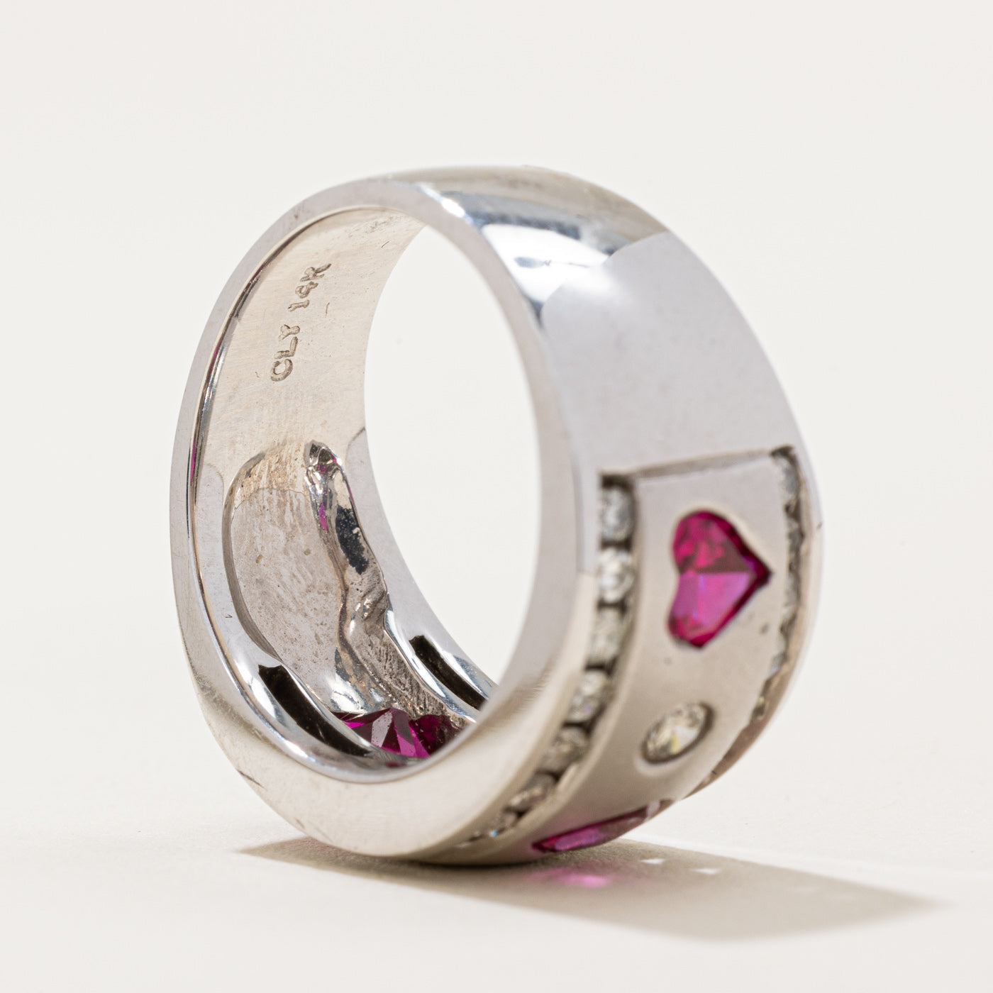 Lab Grown Ruby & Natural Diamond Heart Ring | 0.94ctw | SZ 7 |