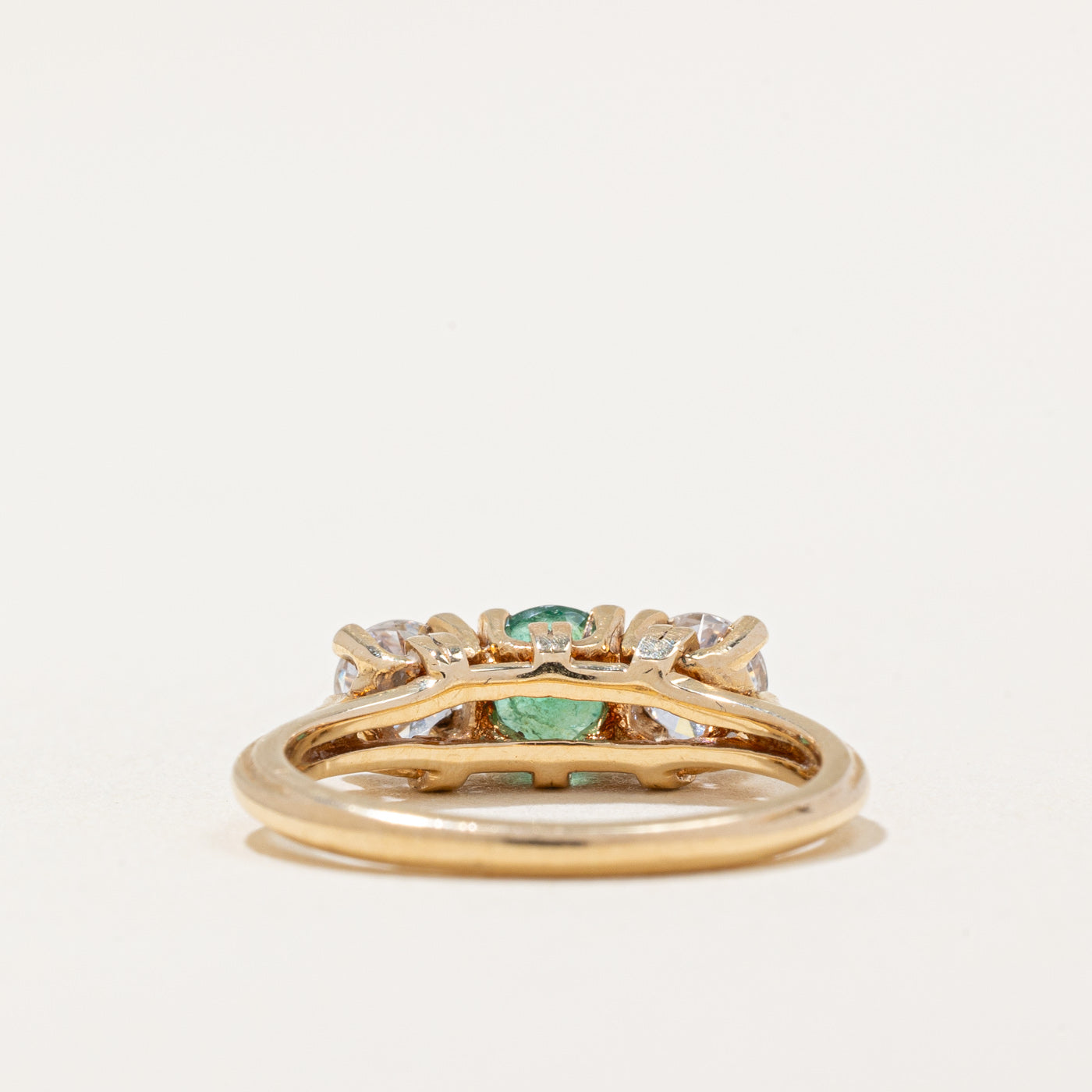 Diamond & Emerald Three Stone Ring | 0.44ctw, 0.31ct | SZ 3.5 |