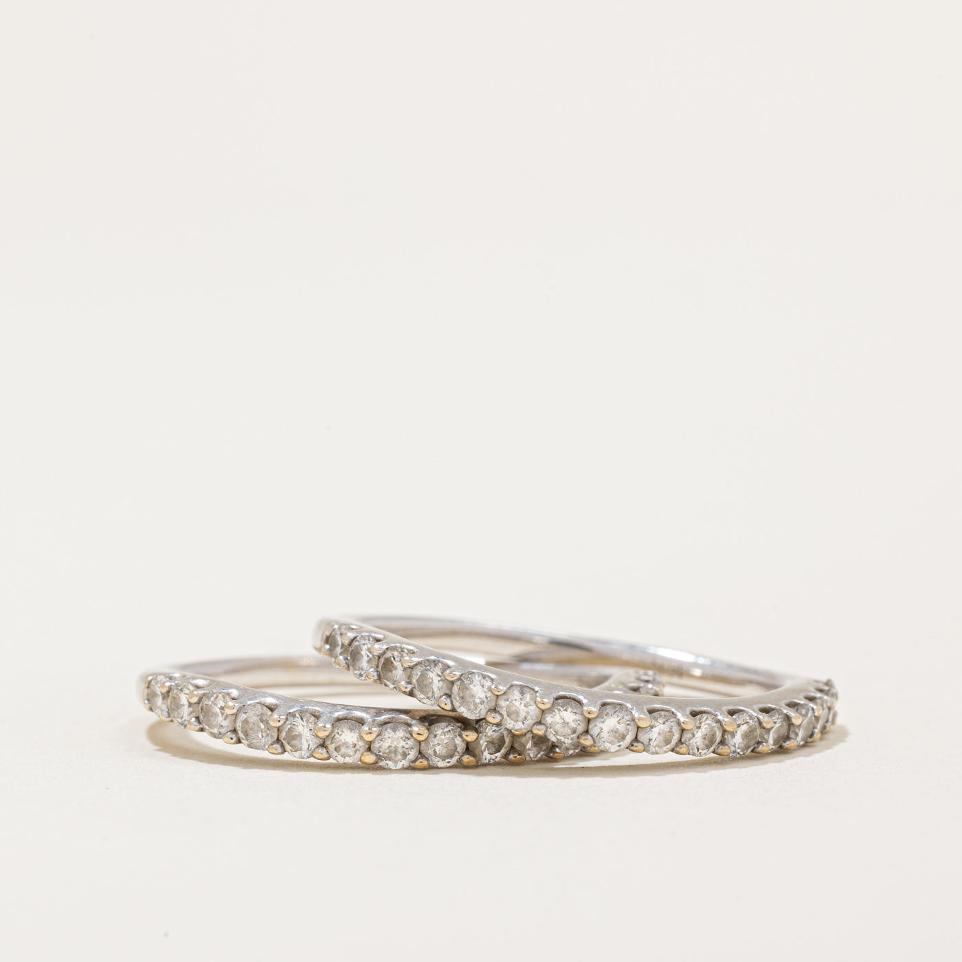 Alliances jumelées semi-éternité en diamants | 1,00 ct au total | Taille 8 |