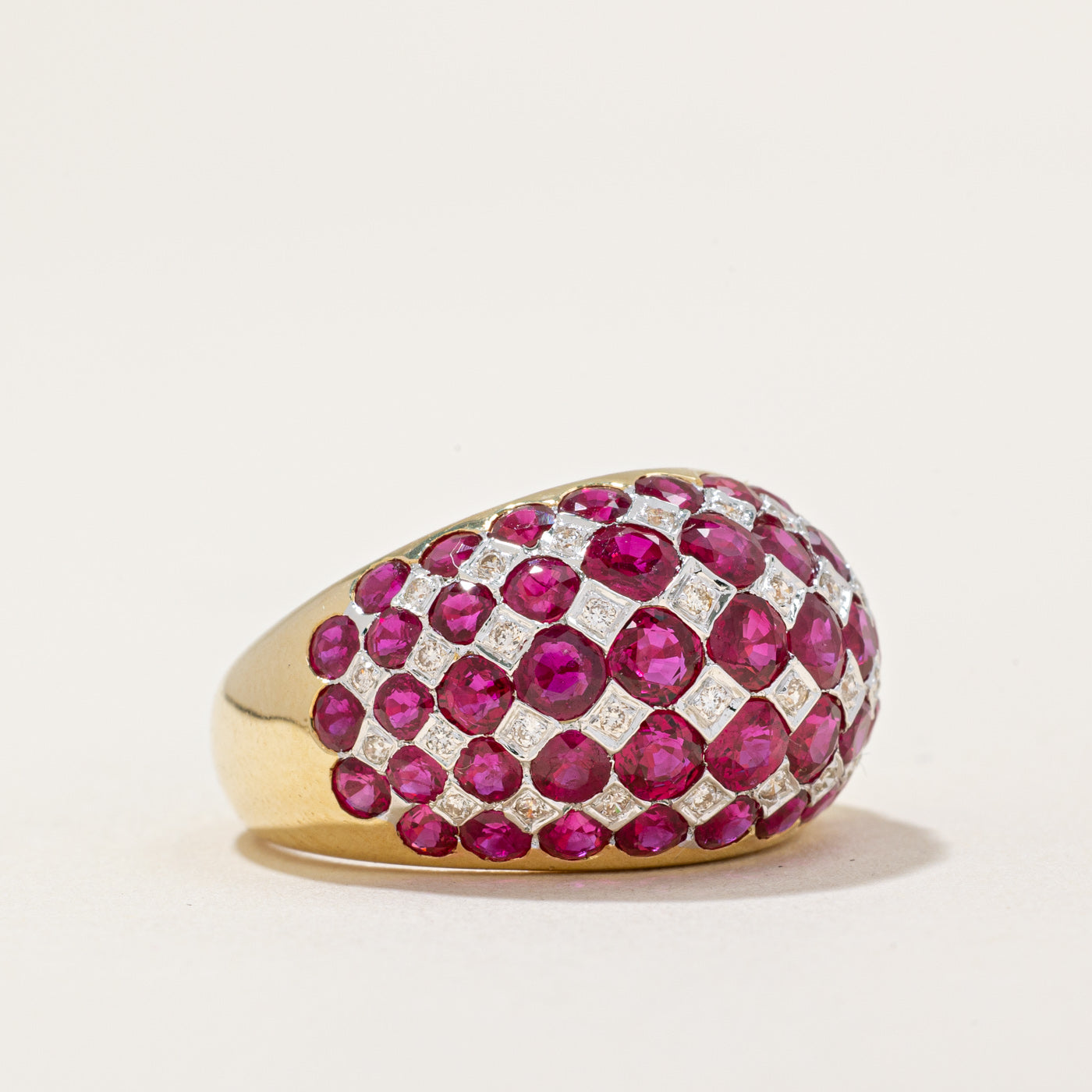 Ruby & Diamond Dome Ring | 5.21ctw, 0.18ctw | SZ 6.5 |