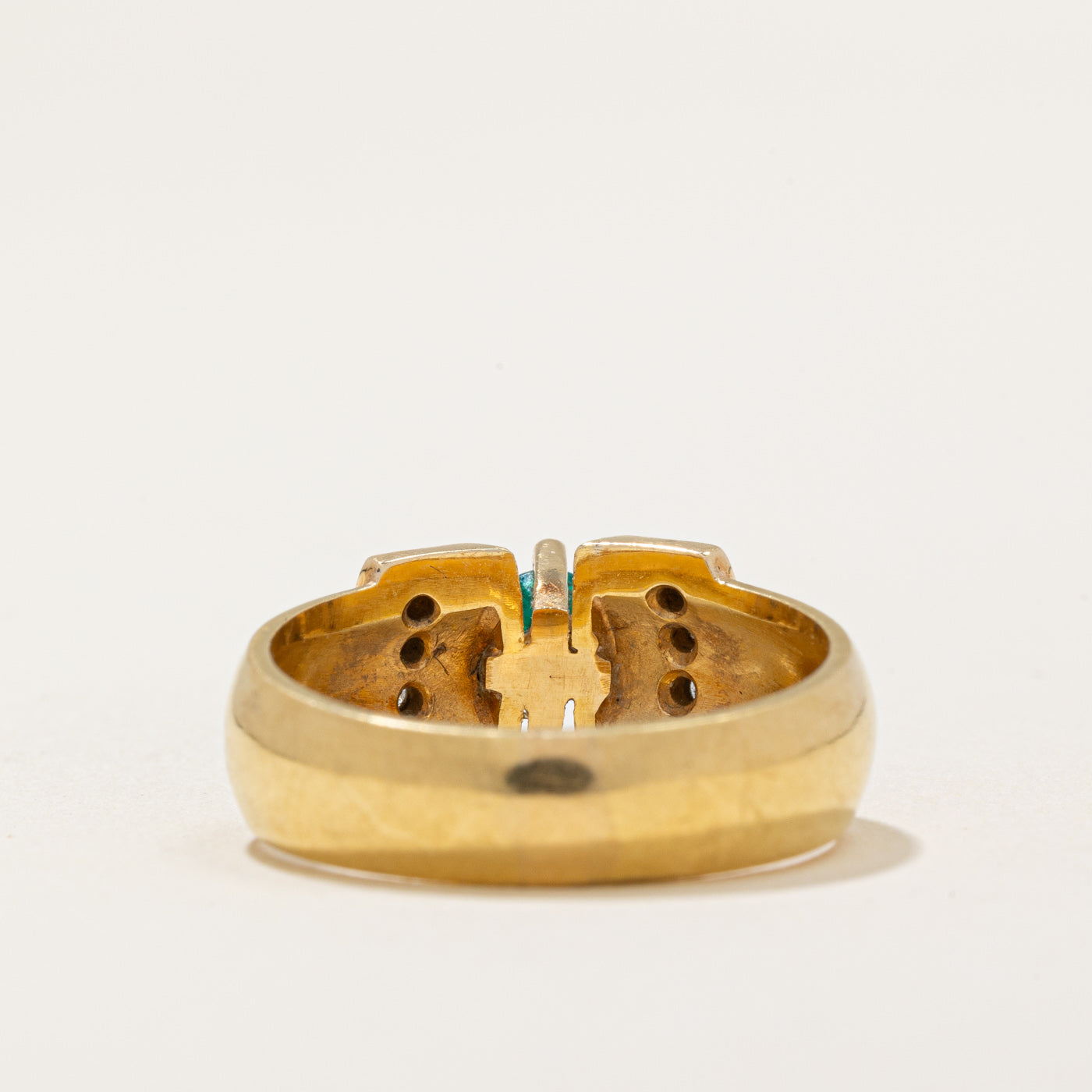High Set Emerald & Diamond Ring | 0.29ct, 0.11ctw | SZ 7 |