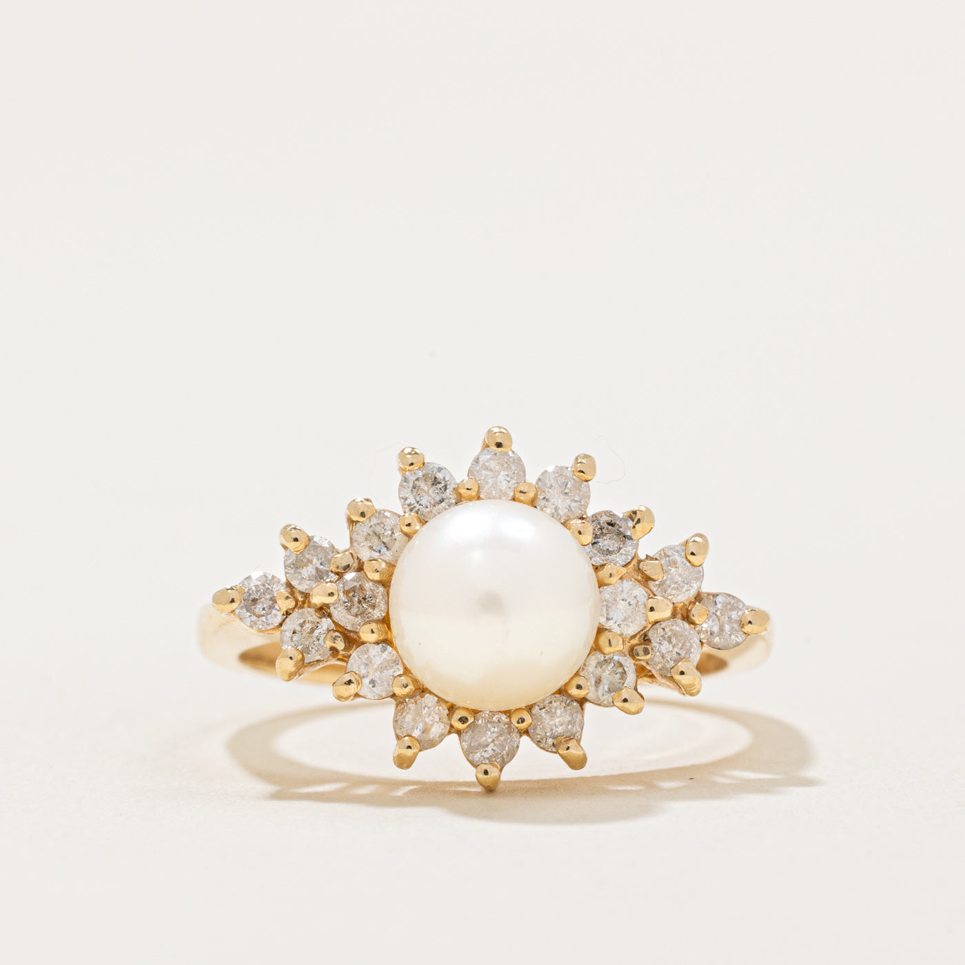 Cultured Pearl & Diamond Cocktail Ring | 0.54ctw | SZ 6.25 |