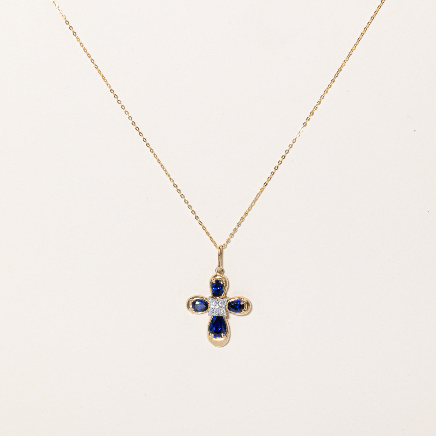 Synthetic Sapphire & Natural Diamond Pendant & Necklace | 0.13ctw | 18" |