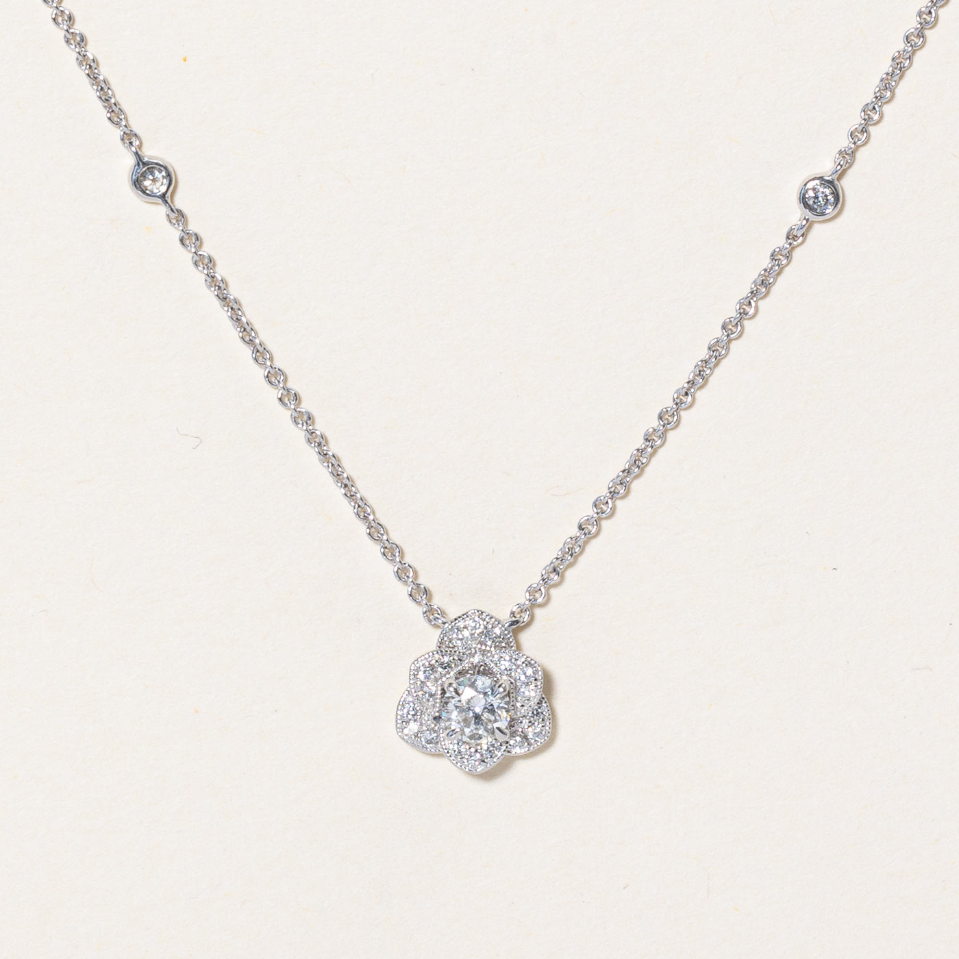 Diamond Flower Pendant Necklace | 0.46ctw | 16" |