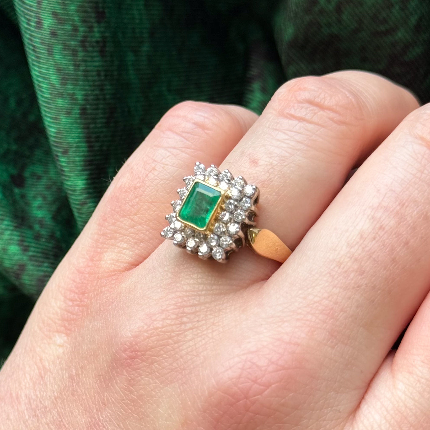 Emerald & Diamond Halo Ring | 0.96ct, 0.64ctw | SZ 5.75 |