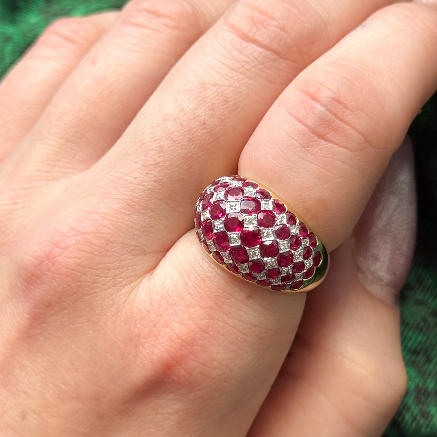 Ruby & Diamond Dome Ring | 5.21ctw, 0.18ctw | SZ 6.5 |